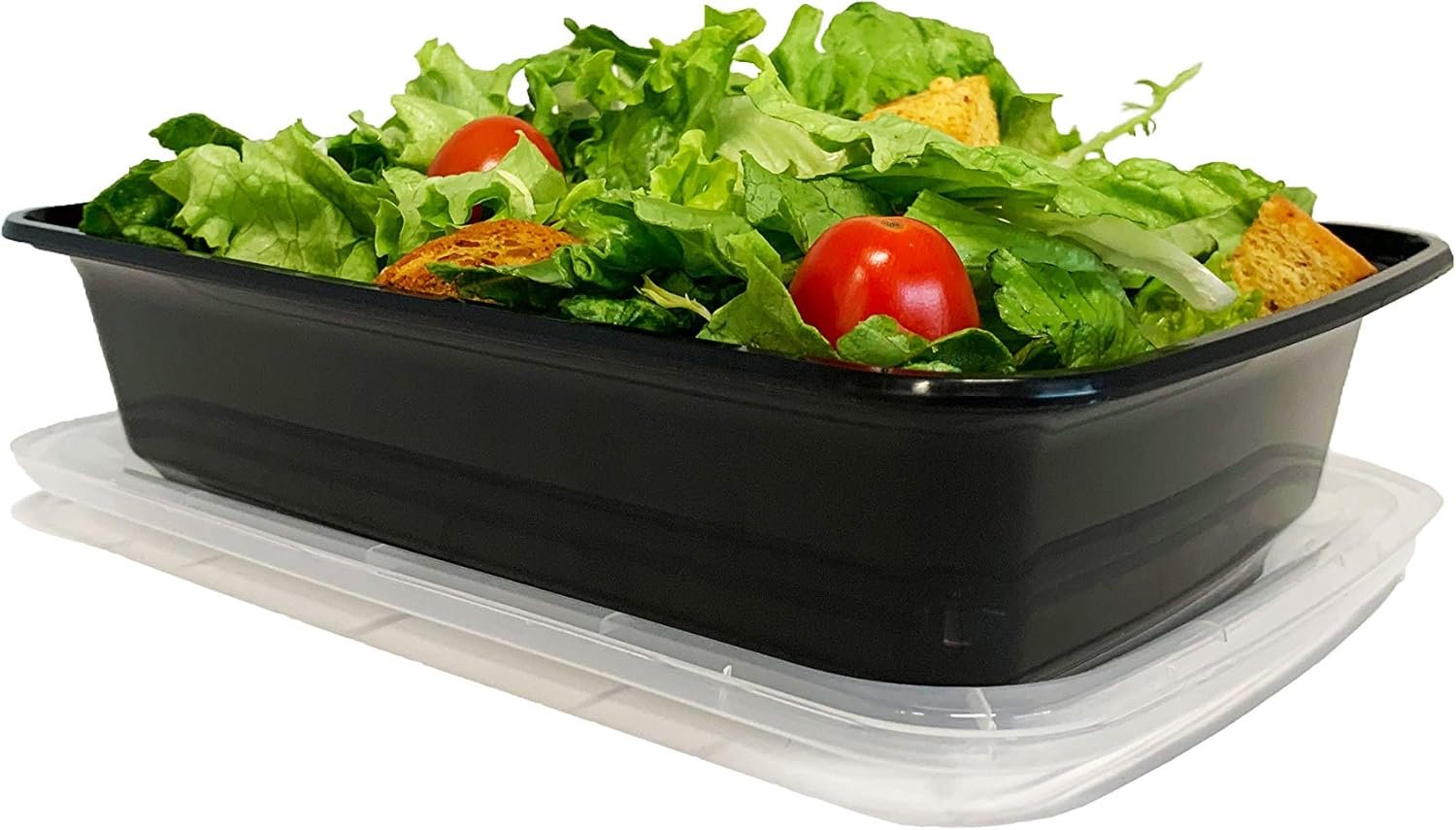 Contenedores desechables para alimentos de 28 oz con tapa - 50 unidades | Logo Personalizado, ideal para llevar y planificación de comidas | Fábrica de soluciones para almacenamiento de alimentos | Marca Blanca en plástico negro