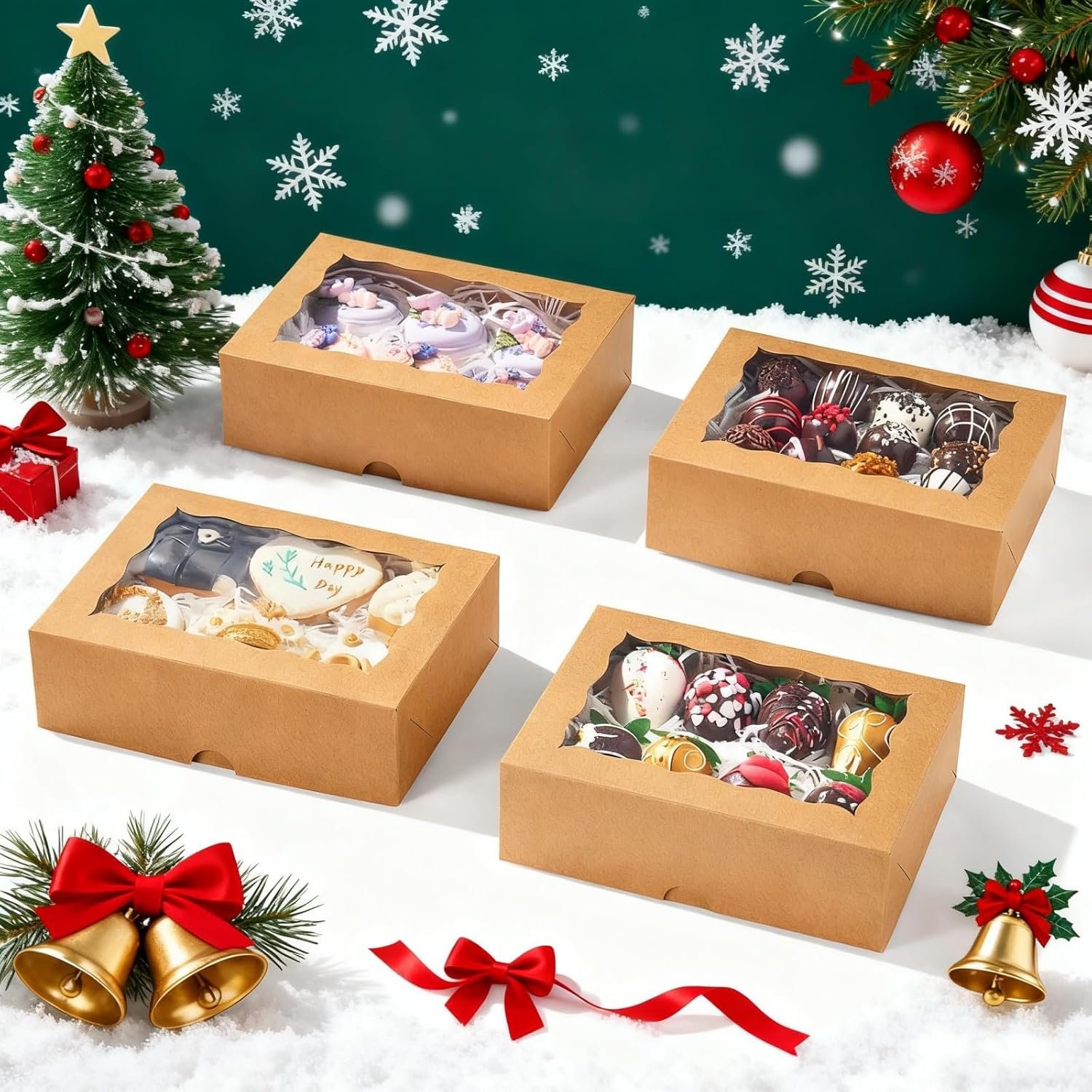 Logo Personalizado 50PCS Cajas de Pastelería con Ventana 8x5x2 Pulgadas para Fresas Cubiertas de Chocolate, Galletas, Pastelitos, Brownies, Donuts y Más - Proveedor Logo Personalizado 50PCS Cajas de Pastelería con Ventana 8x5x2 Pulgadas para Fresas Cubiertas de Chocolate, Galletas, Pastelitos, Brownies, Donuts y Más - Proveedor