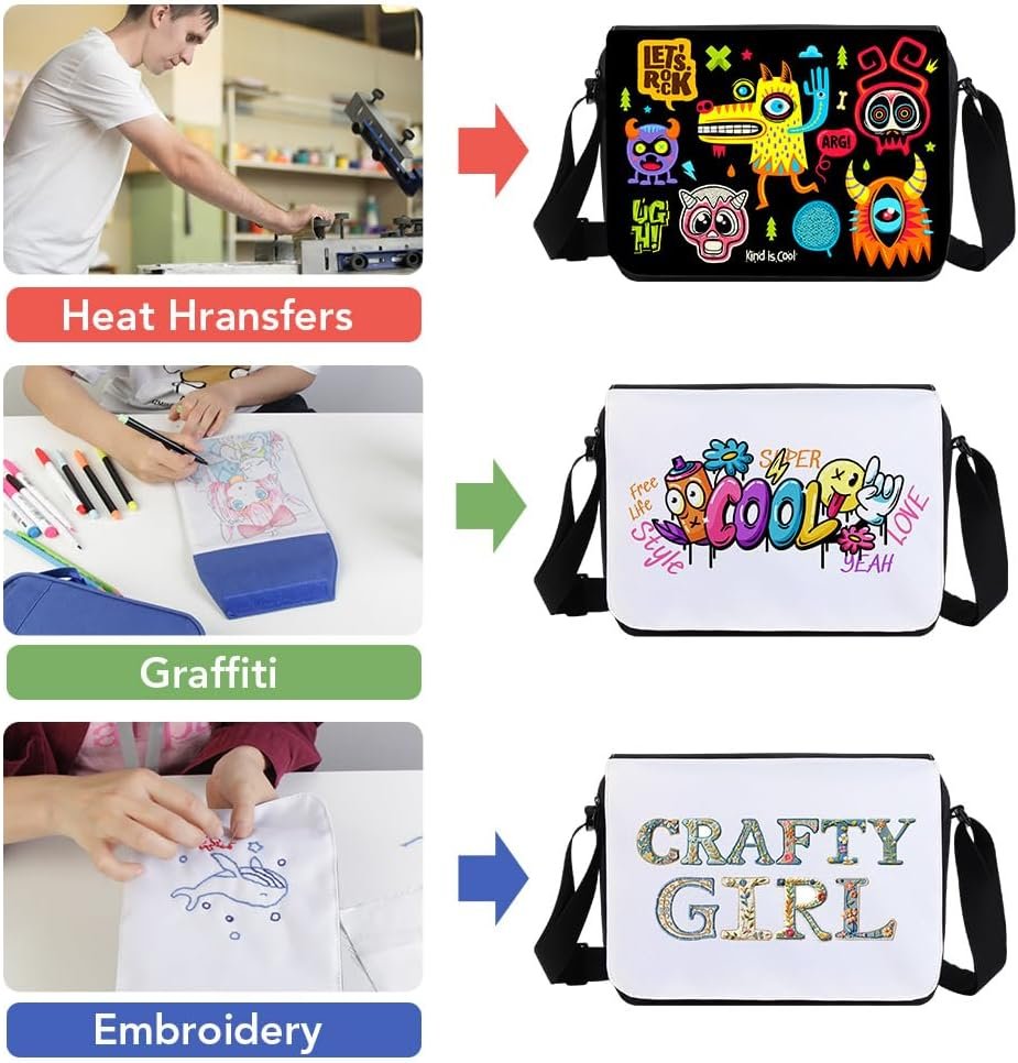 Logo Personalizado Mochila Cruzada en Blanco para DIY, Bolso Mensajero Personalizable para Estudiantes, Fábrica de Sublimación y Manualidades. Logo Personalizado Mochila Cruzada en Blanco para DIY, Bolso Mensajero Personalizable para Estudiantes, Fábrica de Sublimación y Manualidades.