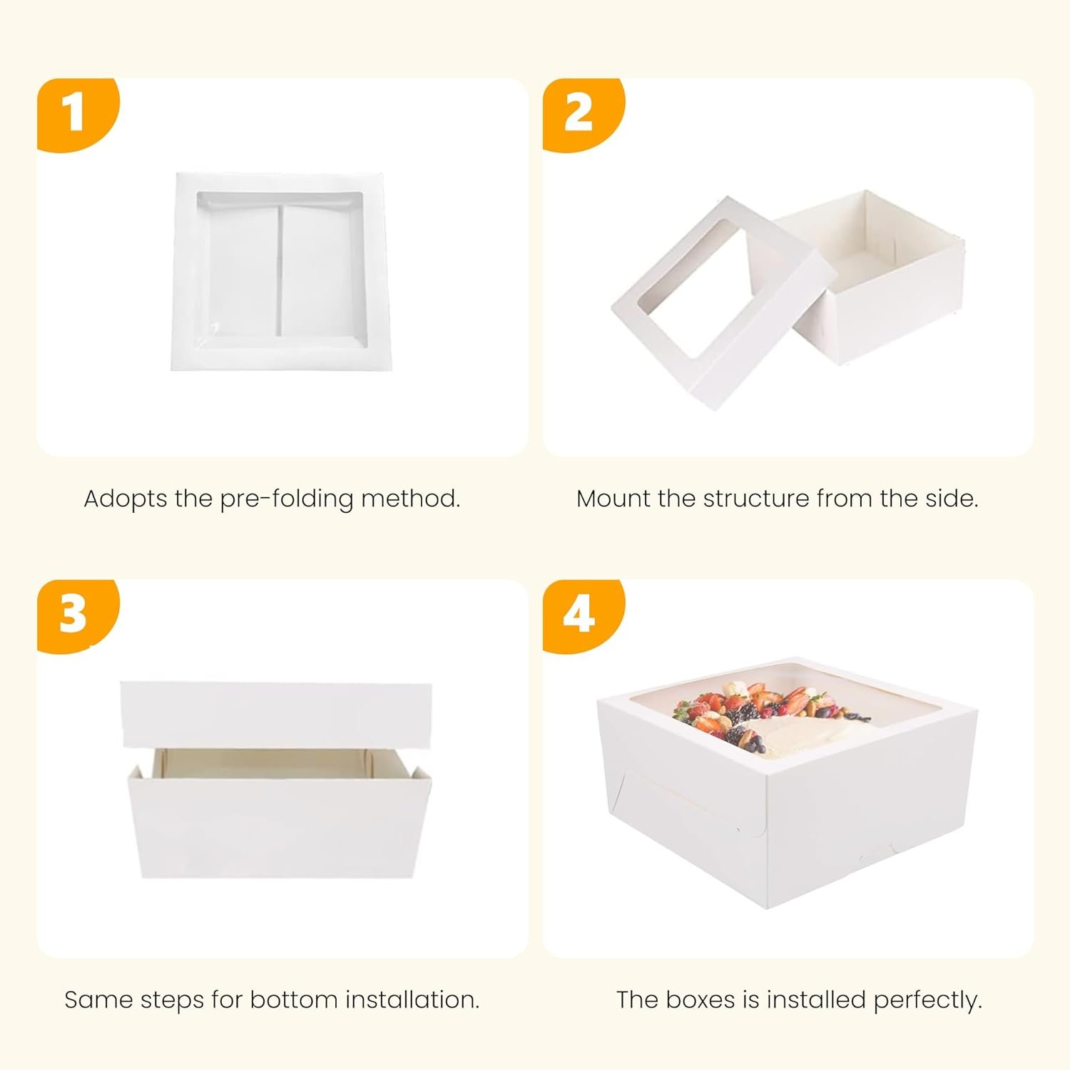 Cajas de Pasteles Blancas 20Pcs con Ventana y Tablas para Pasteles 12x12x6 Pulgadas, Logo Personalizado, Marca Blanca, Proveedor de Fábrica. Cajas de Pasteles Blancas 20Pcs con Ventana y Tablas para Pasteles 12x12x6 Pulgadas, Logo Personalizado, Marca Blanca, Proveedor de Fábrica.