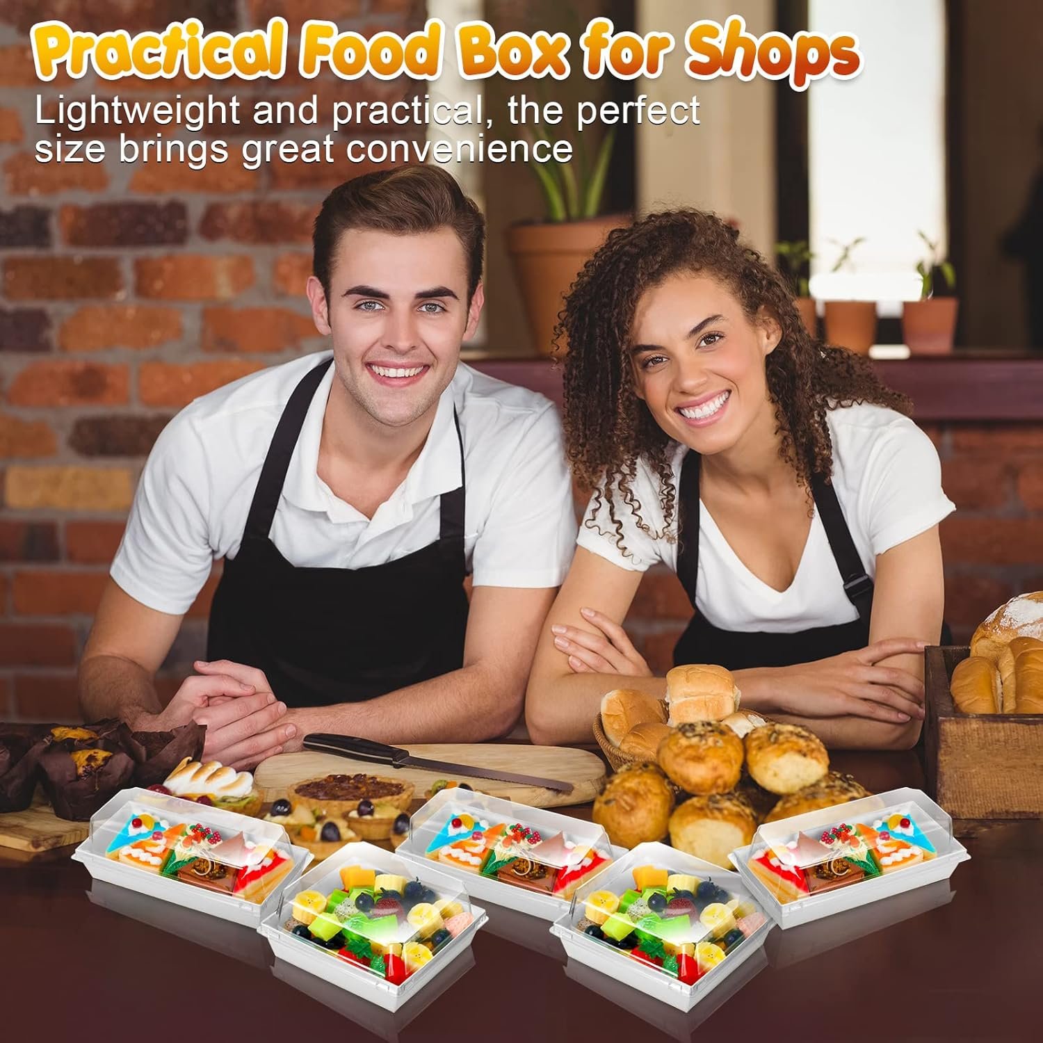 Caja de charcutería desechable con logo personalizado de 100 unidades, 2 tamaños, tapa de seguridad clara, caja cuadrada blanca de 5'' para productos de panadería, caja de 7.5'' para sandwiches, pasteles, galletas, postres y ensaladas, ideal para marcas blancas de un proveedor. Caja de charcutería desechable con logo personalizado de 100 unidades, 2 tamaños, tapa de seguridad clara, caja cuadrada blanca de 5'' para productos de panadería, caja de 7.5'' para sandwiches, pasteles, galletas, postres y ensaladas, ideal para marcas blancas de un proveedor.