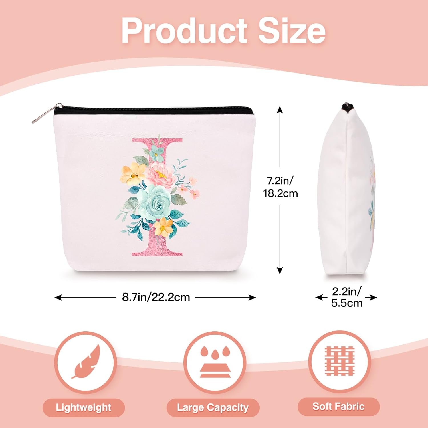 Logo Personalizado Neceser de Maquillaje con Llavero Inicial, Monograma Personalizado, Bolsa de Cosméticos de Viaje Pequeña, Regalos de Cumpleaños para Mujeres, Proveedor Fábrica (I)