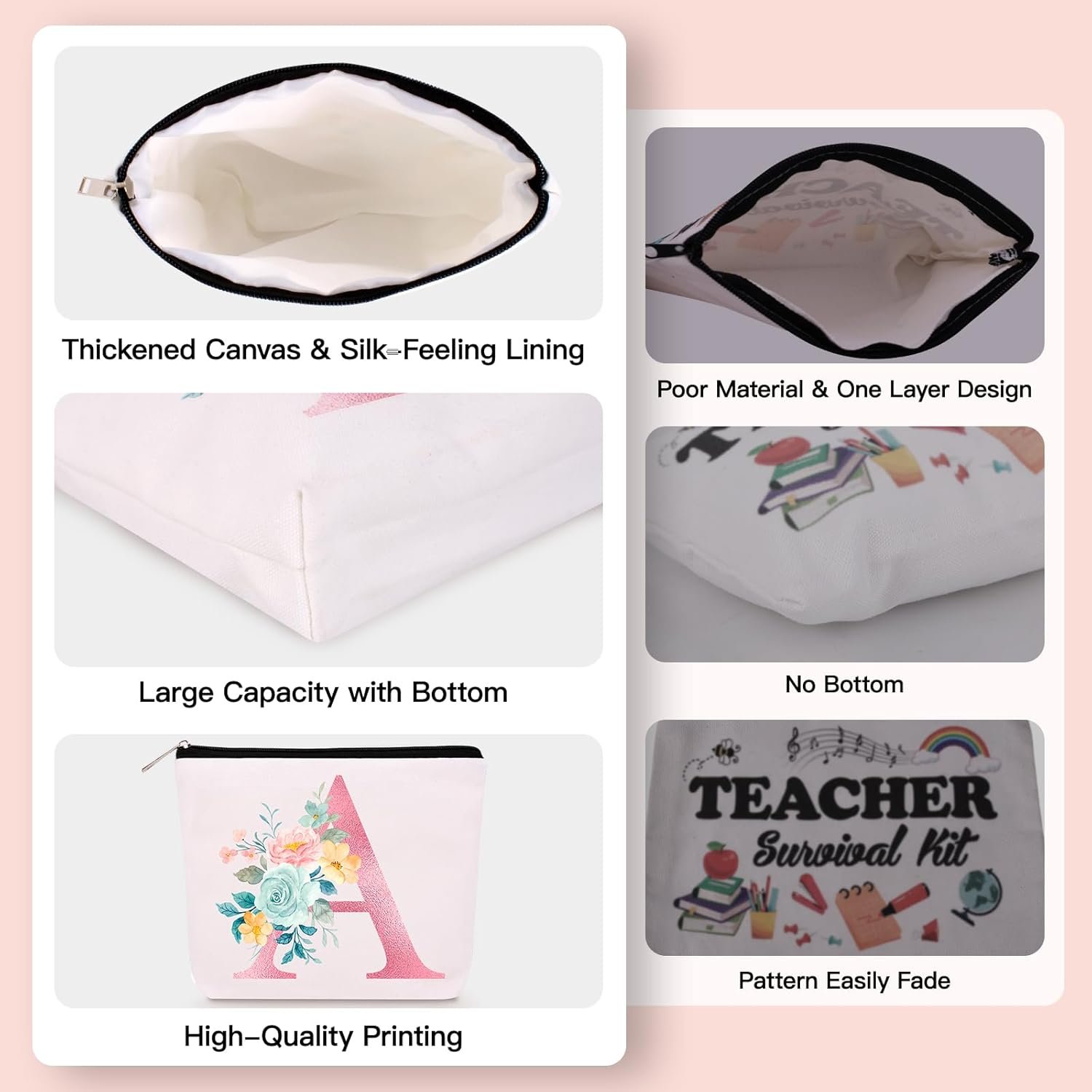 Logo Personalizado Neceser de Maquillaje con Llavero Inicial, Monograma Personalizado, Bolsa de Cosméticos de Viaje Pequeña, Regalos de Cumpleaños para Mujeres, Proveedor Fábrica (I)