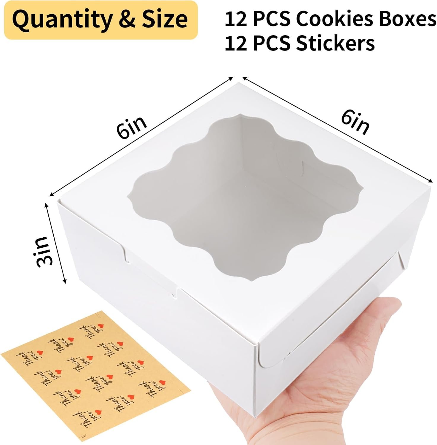 Cajas para galletas de 12 piezas con ventana, 6×6×3 pulgadas, ideal para repostería y postres, con logo personalizado, marca blanca, fabricadas por un proveedor. Cajas para galletas de 12 piezas con ventana, 6×6×3 pulgadas, ideal para repostería y postres, con logo personalizado, marca blanca, fabricadas por un proveedor.