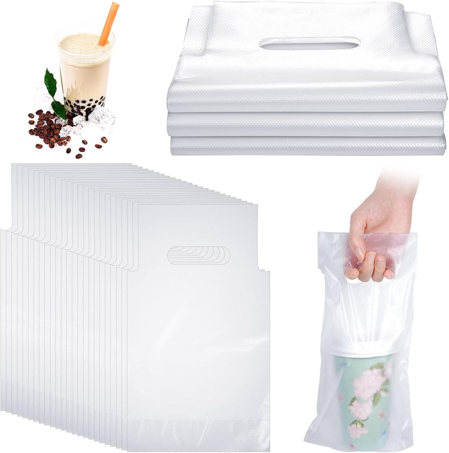 Bolsas Plásticas Transparentes con Asa para Bebidas 200 Piezas, Soporte para Tazas de Café y Bebidas, Logo Personalizado, 16 x 24 cm, Proveedor de Suministros para Restaurantes y Bares, Marca Blanca. Bolsas Plásticas Transparentes con Asa para Bebidas 200 Piezas, Soporte para Tazas de Café y Bebidas, Logo Personalizado, 16 x 24 cm, Proveedor de Suministros para Restaurantes y Bares, Marca Blanca.