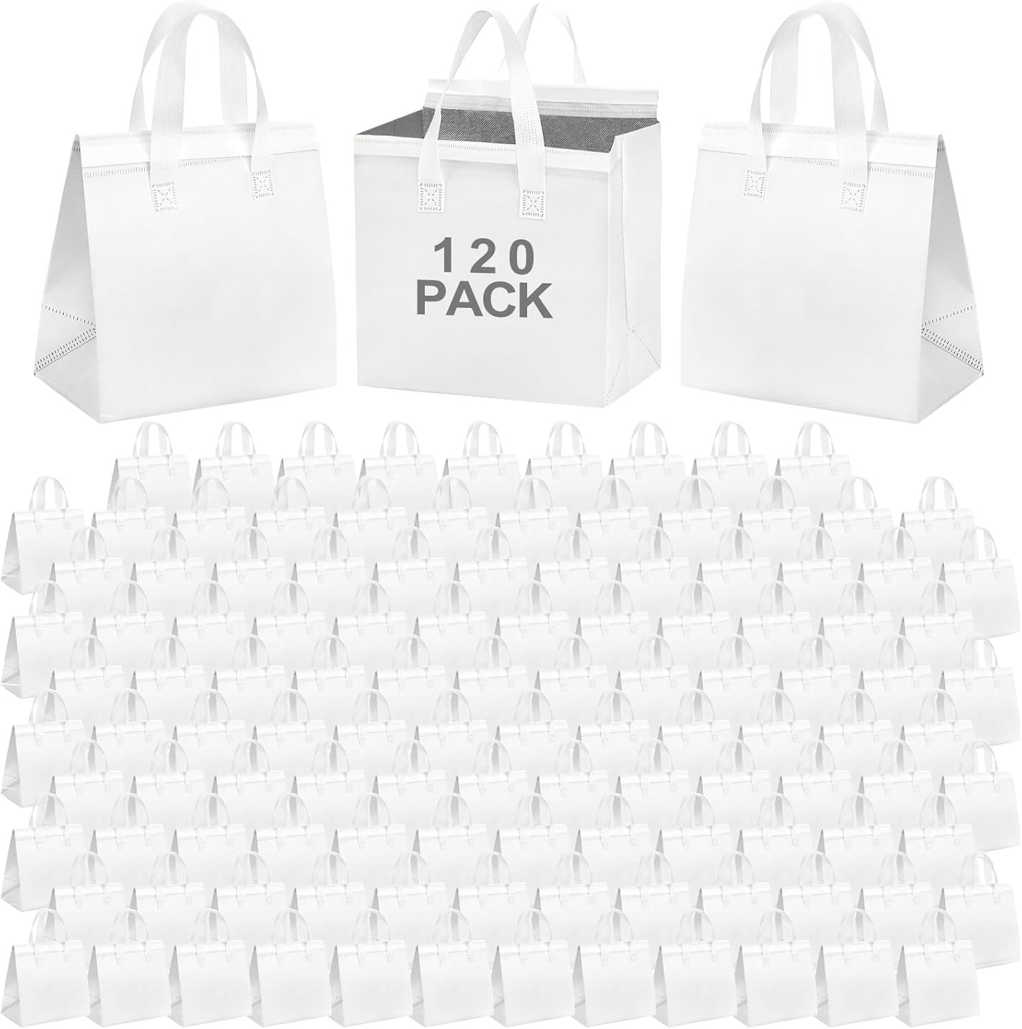Bolsas Térmicas Aislantes de 120 Pcs con Logo Personalizado para Comida Caliente y Fría, Café, Té, BBQ, Catering para Bodas o Cumpleaños, Proveedor de Marca Blanca.