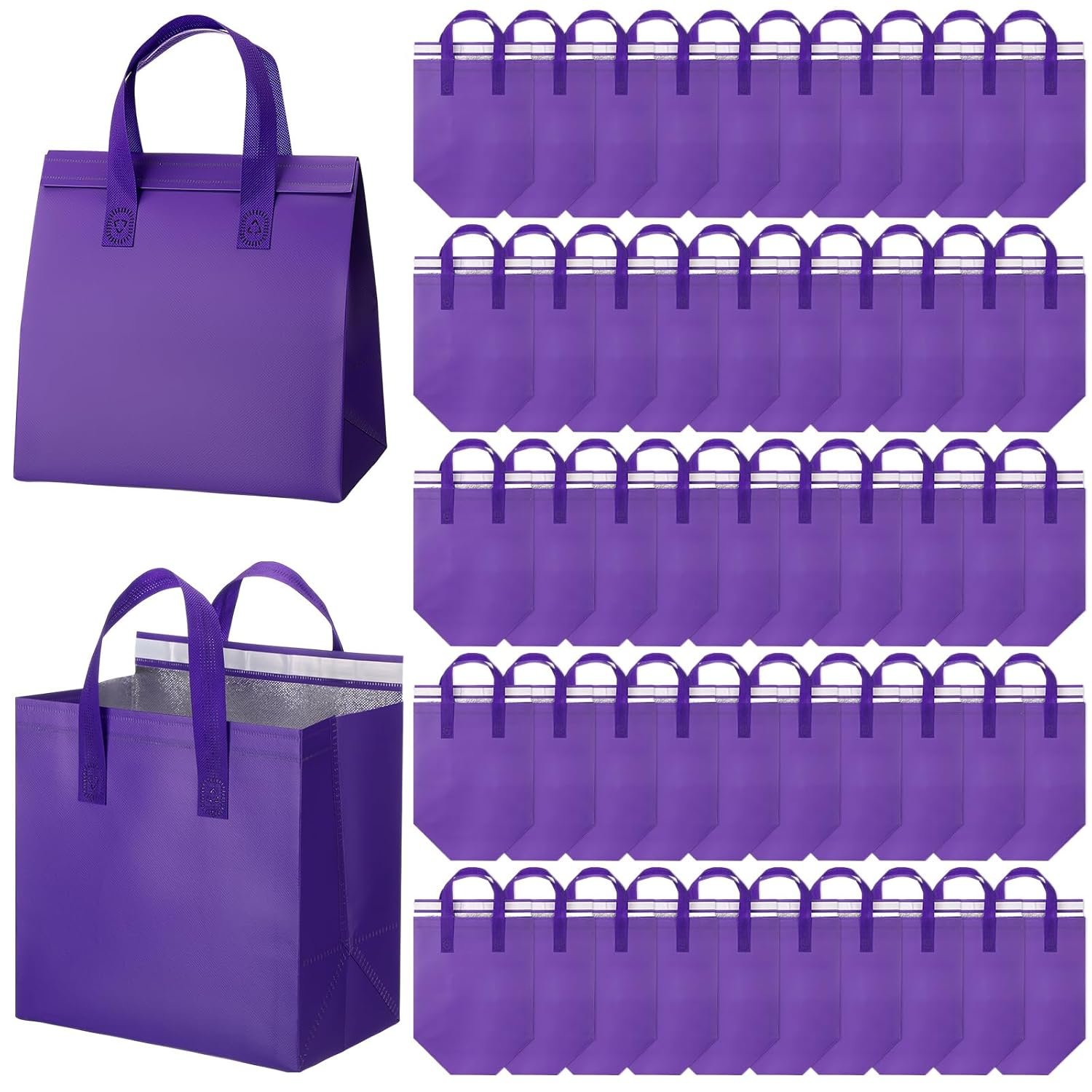 Bolsas Térmicas Personalizadas para Llevar 50 Piezas - Ideal para Café, Leche, Té, Comida Fresca y Mariscos - Marca Blanca, Proveedor de Calidad (24x24x15 cm, Morado) Bolsas Térmicas Personalizadas para Llevar 50 Piezas - Ideal para Café, Leche, Té, Comida Fresca y Mariscos - Marca Blanca, Proveedor de Calidad (24x24x15 cm, Morado)