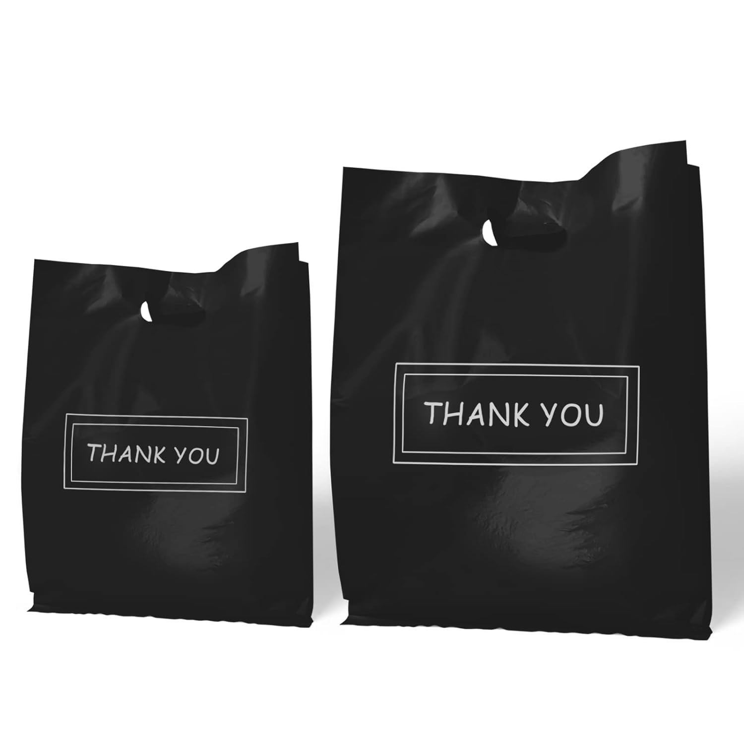 Bolsas de Merci de 200pcs para pequeñas empresas, Bolsas de plástico negras reutilizables con asas, ideales para tiendas de ropa y suministros, personalizadas con Logo, 8x12 y 12x15, de Fábrica.