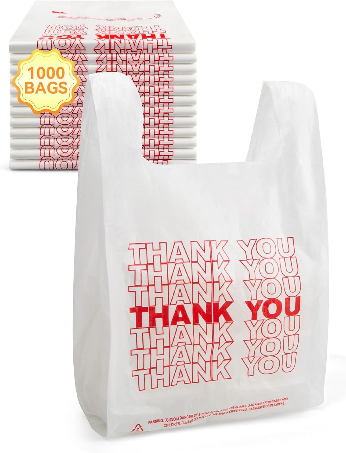Bolsas de Plástico Blancas de 1000 Unidades con Asa, 12
