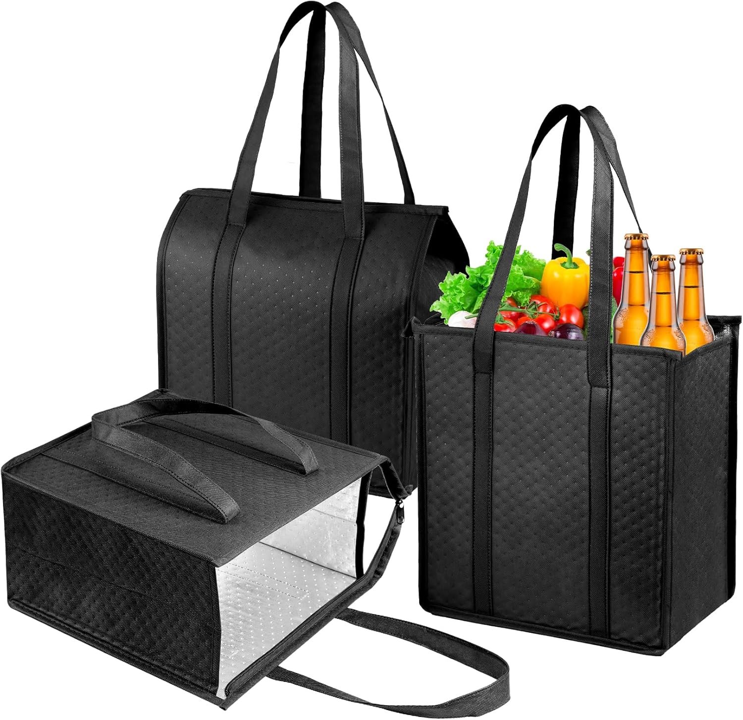 Bolsas de supermercado aisladas con cierre para alimentos congelados, logo personalizado, ideal para viajes y compras, proveedor de bolsas térmicas.