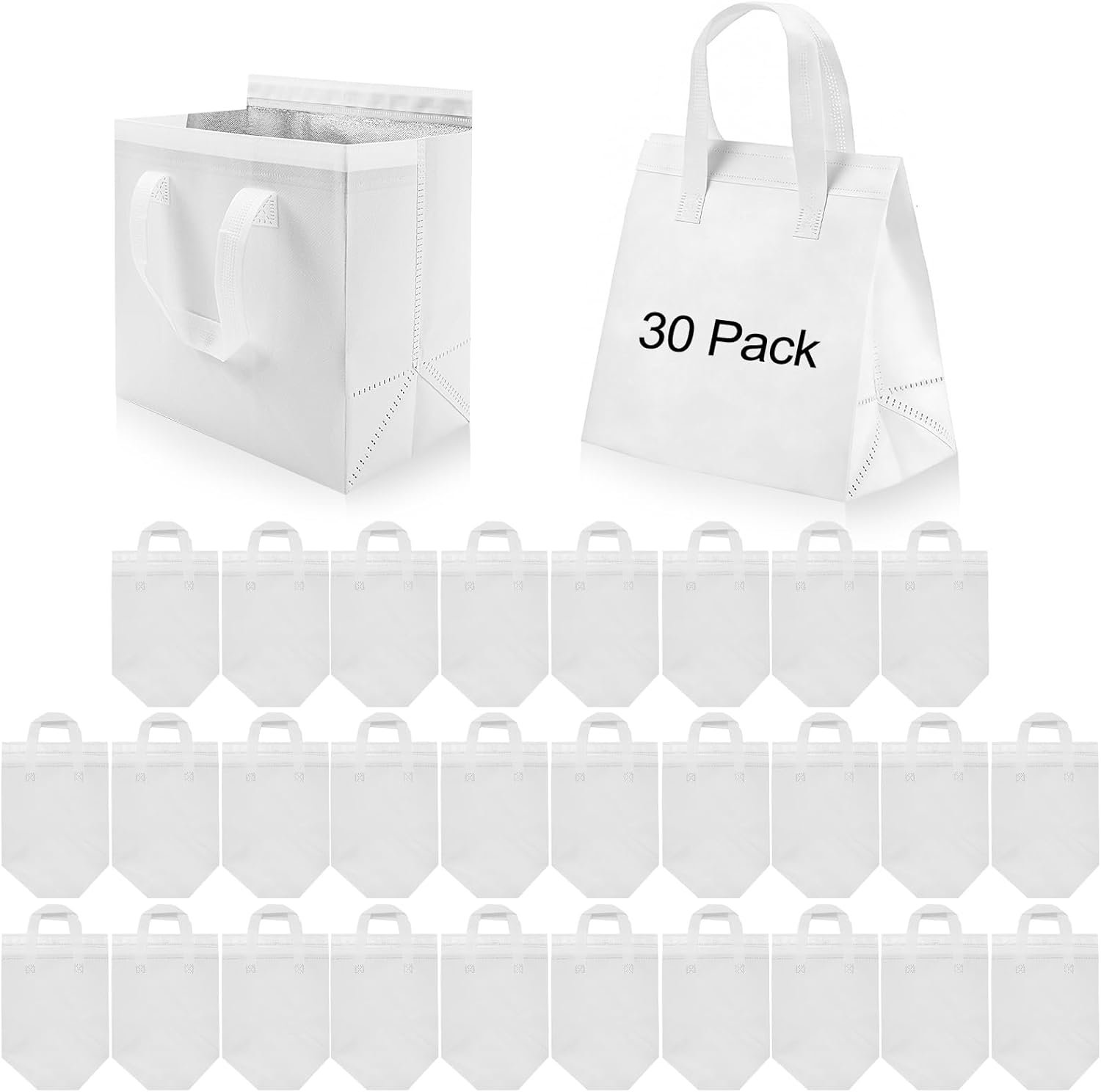 Bolsas térmicas reutilizables pequeñas de 30 unidades, ideales para entrega de comida caliente y fría, con opción de logo personalizado, 9.4 x 5.9 x 9.2 In, perfectas para marca blanca, fabricadas por nuestro proveedor. Bolsas térmicas reutilizables pequeñas de 30 unidades, ideales para entrega de comida caliente y fría, con opción de logo personalizado, 9.4 x 5.9 x 9.2 In, perfectas para marca blanca, fabricadas por nuestro proveedor.