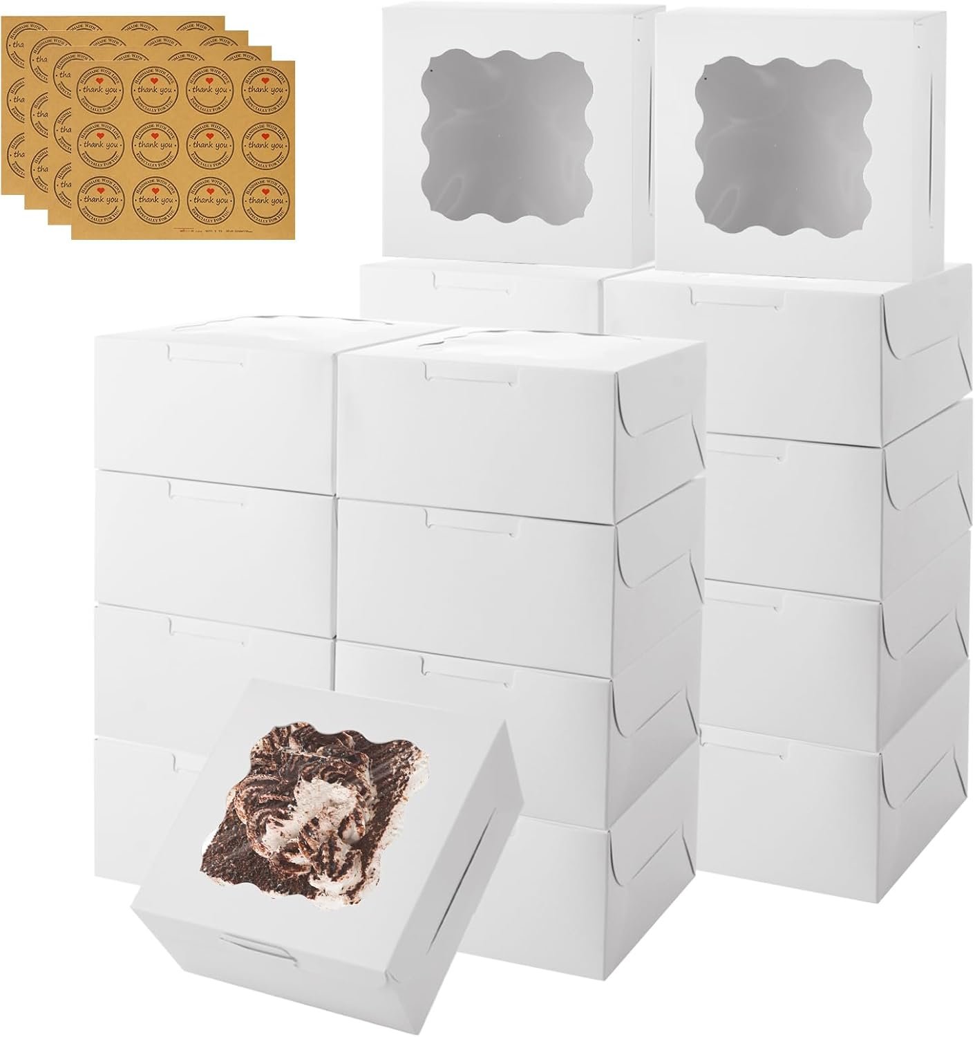 Caja de Bakery de 100 unidades 6 x 6 x 3 pulgadas con ventana, cajas blancas para galletas al por mayor con logo personalizado, ideal para postres, cupcakes, pasteles, galletas, golosinas y fresas chocolate, fabricante especializado. Caja de Bakery de 100 unidades 6 x 6 x 3 pulgadas con ventana, cajas blancas para galletas al por mayor con logo personalizado, ideal para postres, cupcakes, pasteles, galletas, golosinas y fresas chocolate, fabricante especializado.