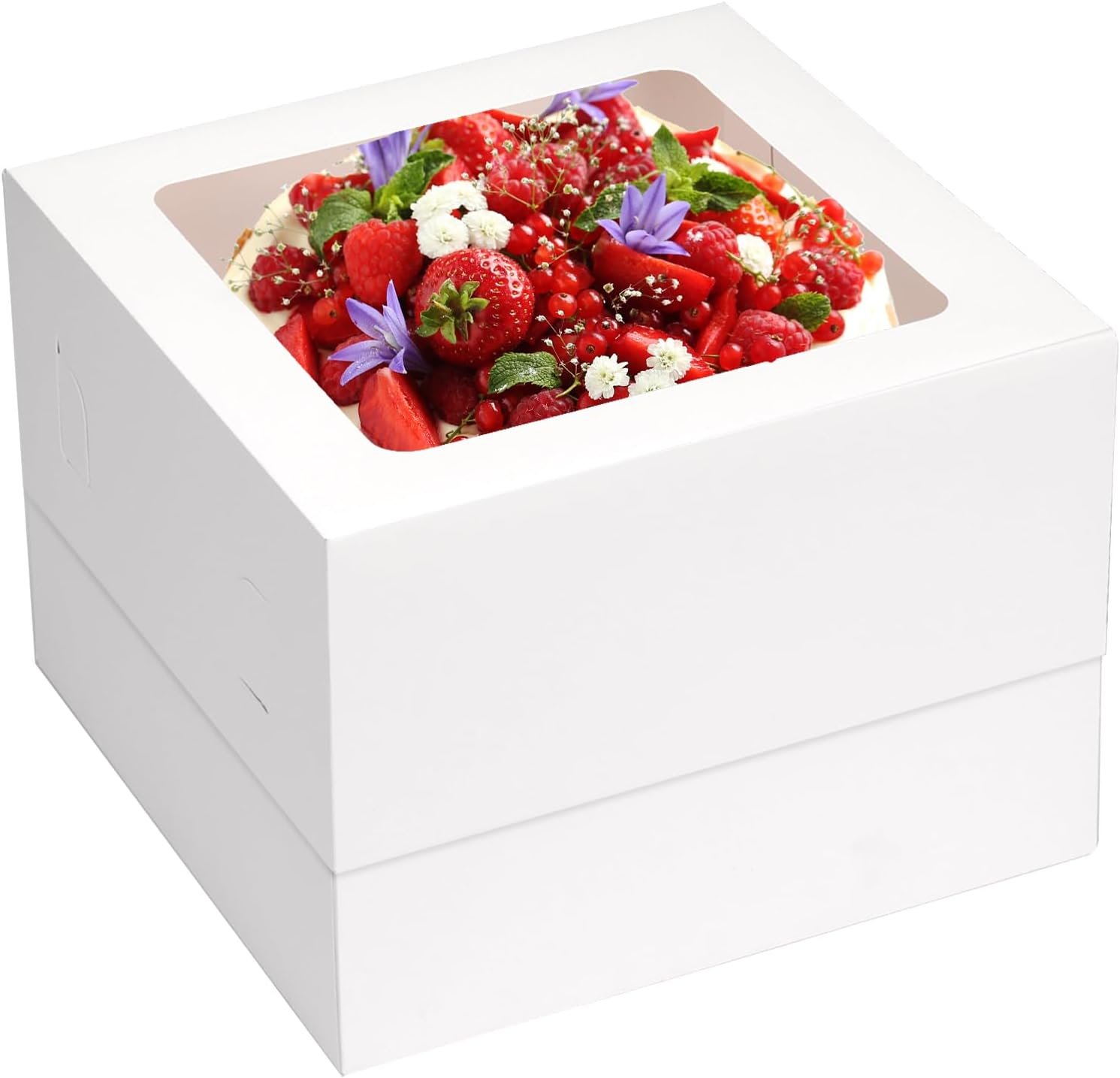 Caja de Cartón para Pasteles con Ventana 12x12x8 Pulgadas, Personalización de Logo, Ideal para Cupcakes, Tartas, Donas y Galletas, Marca Blanca de Fábrica para San Valentín y el Día de la Madre.