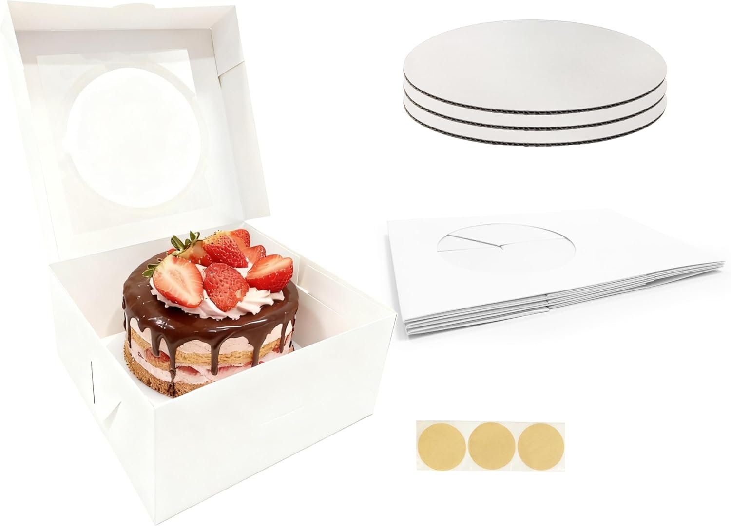 Caja de Pastel con Logo Personalizado, Set de 3 Cajas de Pastel de 10x10x5 Pulgadas con Ventanas y Tableros para Pasteles, Ideal para Marca Blanca, Proveedor de Cajas de Repostería con Stickers para Cumpleaños. Caja de Pastel con Logo Personalizado, Set de 3 Cajas de Pastel de 10x10x5 Pulgadas con Ventanas y Tableros para Pasteles, Ideal para Marca Blanca, Proveedor de Cajas de Repostería con Stickers para Cumpleaños.