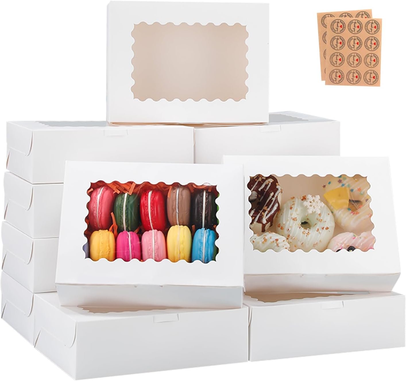Caja de Pastelería Blanca con Ventana, 50pcs 8x6x2.5 Pulgadas, Marca Blanca para Galletas, Muffins y Fresas Cubiertas de Chocolate, con Logo Personalizado por Proveedor. Caja de Pastelería Blanca con Ventana, 50pcs 8x6x2.5 Pulgadas, Marca Blanca para Galletas, Muffins y Fresas Cubiertas de Chocolate, con Logo Personalizado por Proveedor.