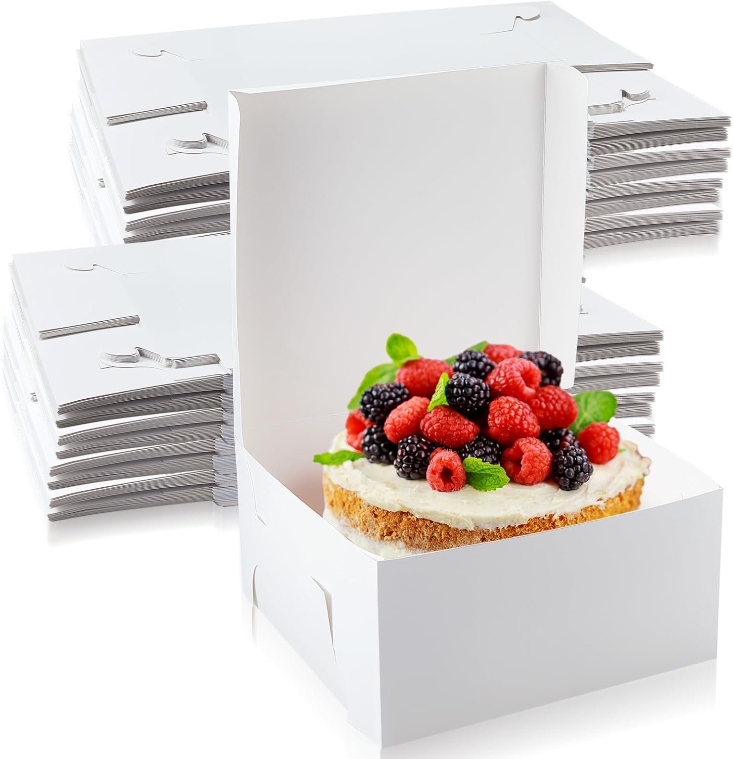 Caja de Pastelería Blanca de 50 Unidades 12 x 12 x 6 Pulgadas con Logo Personalizado para Tartas, Pasteles y Galletas, Proveedor de Soluciones de Embalaje.