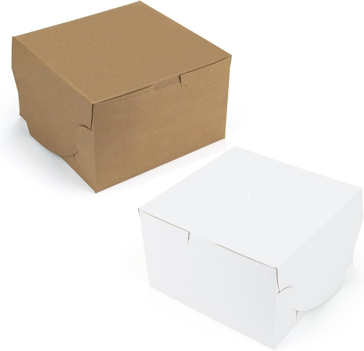 Caja de Pastelería con Logo Personalizado, Caja Clásica Reversible de 8” para Pasteles, Asegure su caja con clips laterales especiales y cierre frontal, Sin necesidad de cinta o hilo, Pack de 50, Proveedor de Fábrica, Tamaño 8 x 8 x 5.