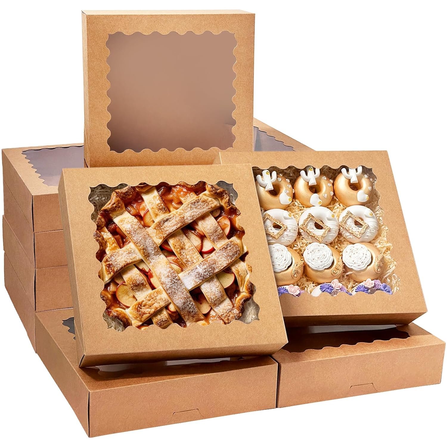 Caja de Pasteles Marrón 20pcs 12x12x3 pulgadas Con Ventana de Facil Aromatización para Macarrones y Galletas, Marca Blanca (Auto-pop Up) para Fábrica. Caja de Pasteles Marrón 20pcs 12x12x3 pulgadas Con Ventana de Facil Aromatización para Macarrones y Galletas, Marca Blanca (Auto-pop Up) para Fábrica.