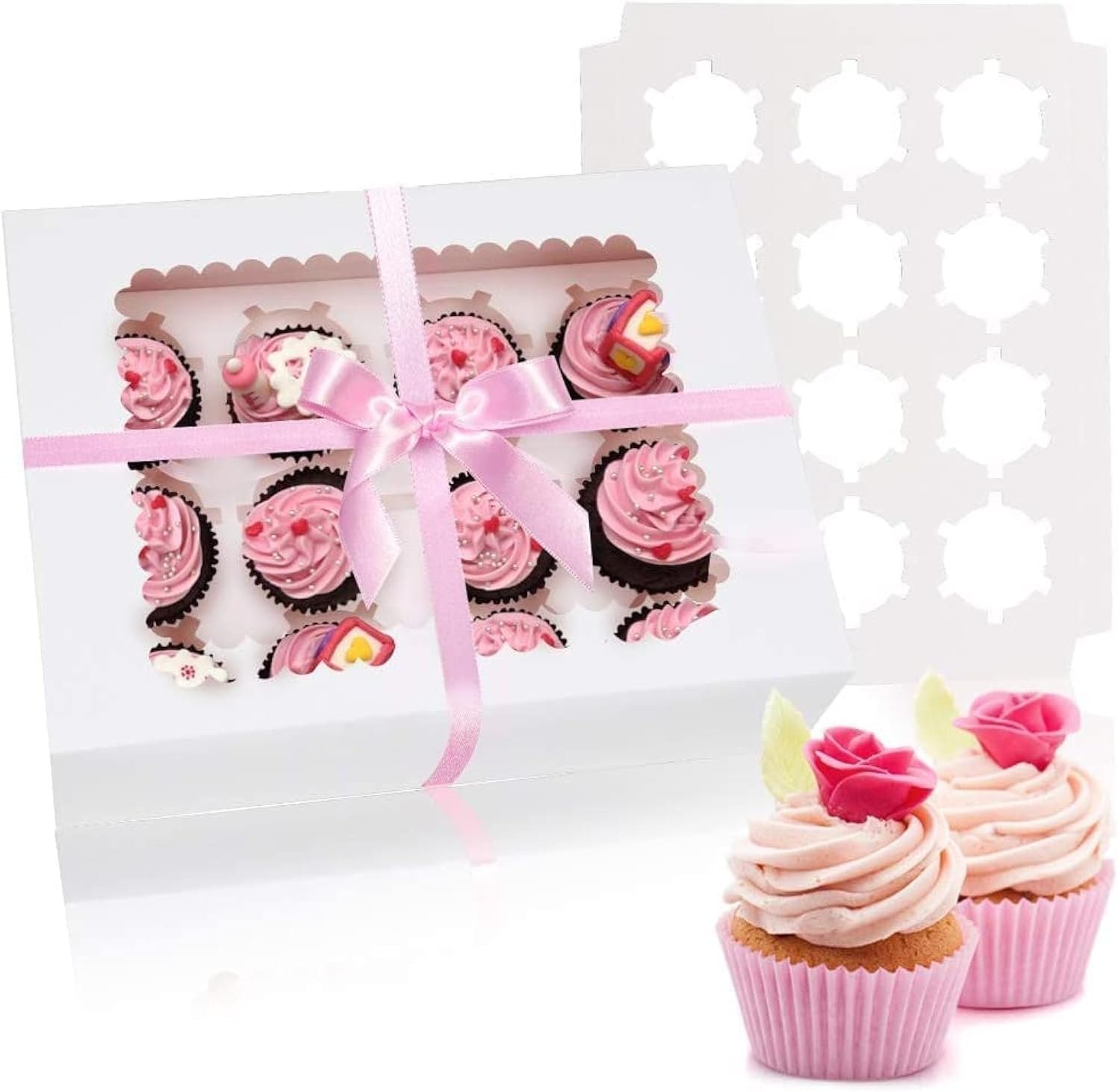 Caja de cupcakes con logo personalizado, paquete de 6 que sostiene 12 cupcakes estándar. Soportes de grado alimenticio, portacupcakes con ventanas e inserciones para muffins y pasteles, ideal para marca blanca. Proveedor confiable de productos para repostería. Caja de cupcakes con logo personalizado, paquete de 6 que sostiene 12 cupcakes estándar. Soportes de grado alimenticio, portacupcakes con ventanas e inserciones para muffins y pasteles, ideal para marca blanca. Proveedor confiable de productos para repostería.