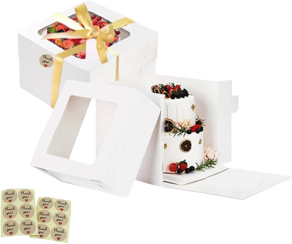 Caja de pastel cuadrada grande blanca de 12x12x12 pulgadas con ventana y cintas para bodas y cumpleaños, con logo personalizado, ideal para marcas blancas de eventos, proveedor confiable. Caja de pastel cuadrada grande blanca de 12x12x12 pulgadas con ventana y cintas para bodas y cumpleaños, con logo personalizado, ideal para marcas blancas de eventos, proveedor confiable.