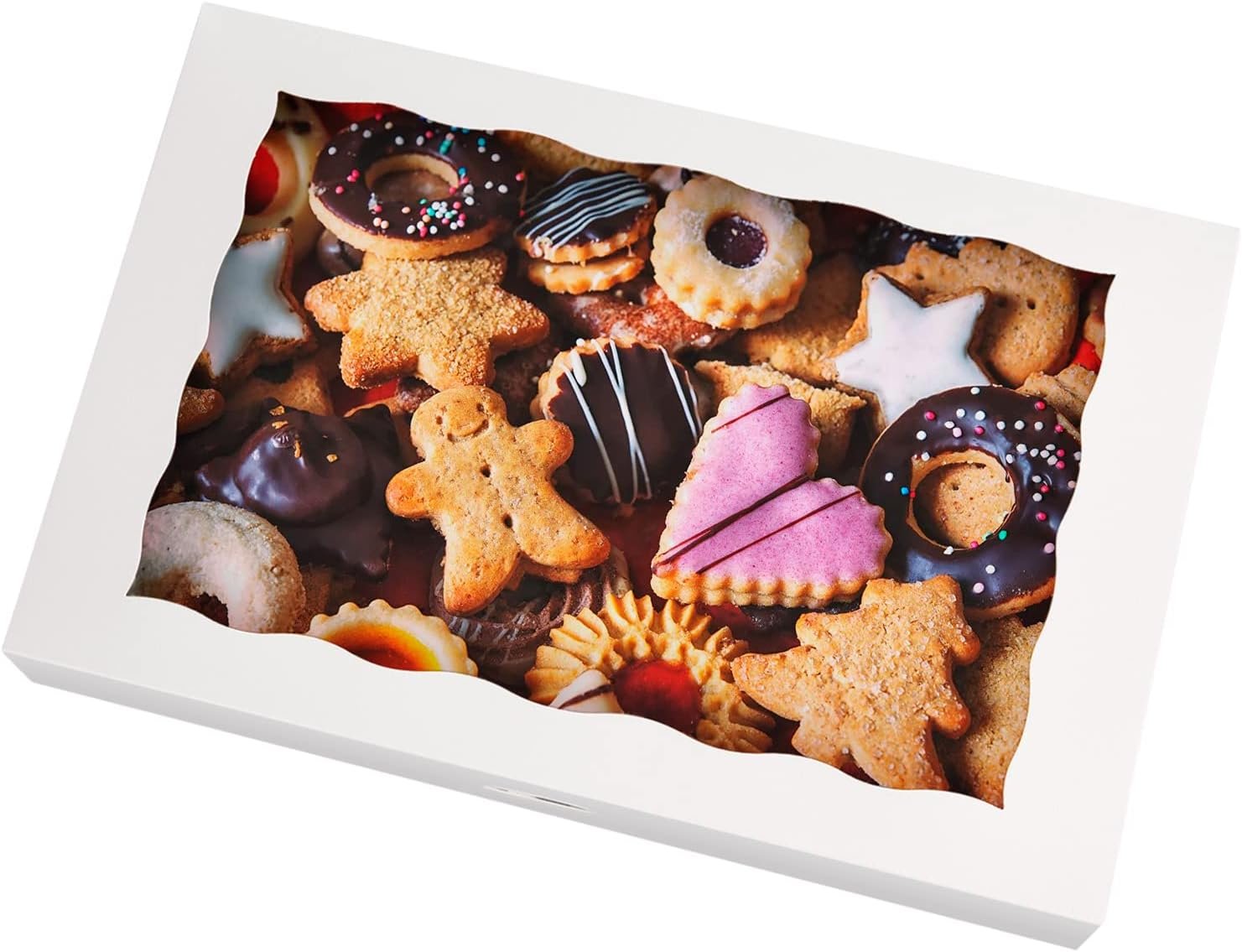 Caja de pastelería blanca 15-Pack con ventana, 12x8x2.5 pulgadas, ideal para donas y muffins, con opción de Logo Personalizado, empaques de marca blanca, Fábrica de cajas para productos de repostería.