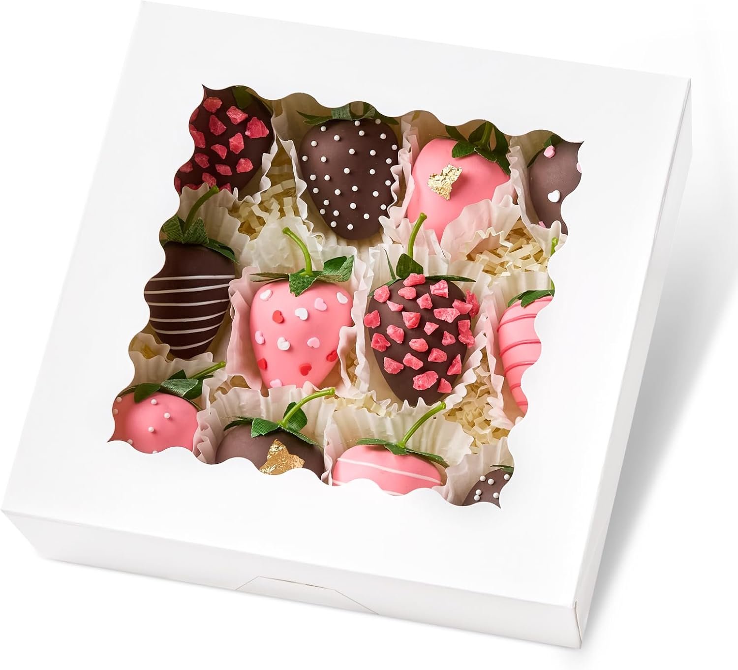 Caja de pasteles con ventana de 20 PCS, 8 x 8 x 2.5 pulgadas, cajas auto-popup para galletas, postres con logo personalizado, ideales para chocolate, fresas, pasteles, muffins, donuts, proveedora de envases. Caja de pasteles con ventana de 20 PCS, 8 x 8 x 2.5 pulgadas, cajas auto-popup para galletas, postres con logo personalizado, ideales para chocolate, fresas, pasteles, muffins, donuts, proveedora de envases.