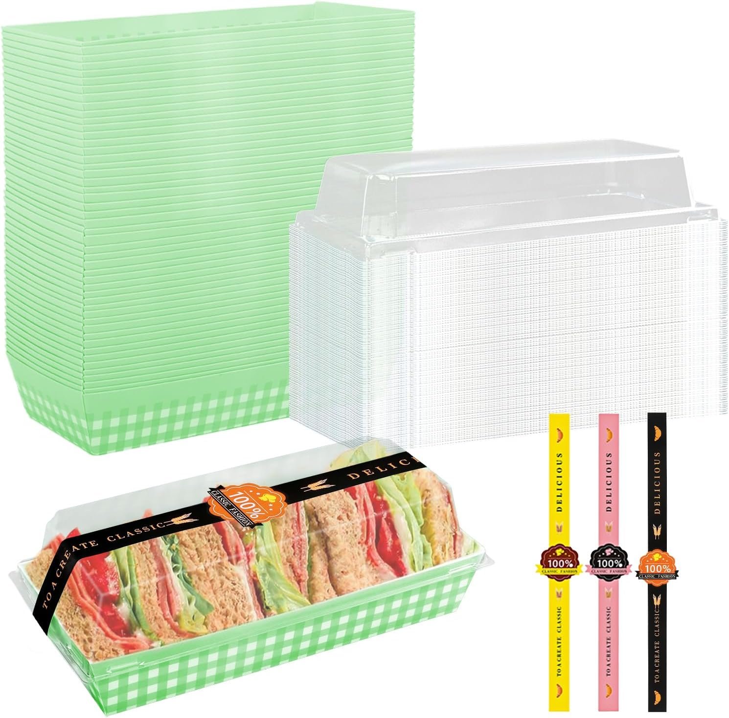 Caja de postres con logo personalizado, 50 unidades de envase para rollo suizo, contenedor plástico con tapa transparente, ideal para muffins, quesos, pasteles y sushi, marca blanca de calidad del proveedor.