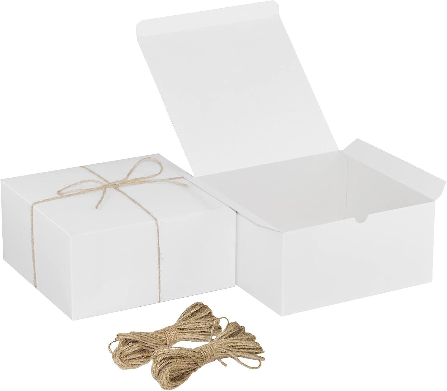 Caja de regalo blanca de 16 PCS de 8x8x4 pulgadas con tapa, packaging decorativo de kraft para fiestas, logo personalizado, cajas de presente para cumpleaños y bodas, fabricante de cajas para cupcakes y manualidades.
