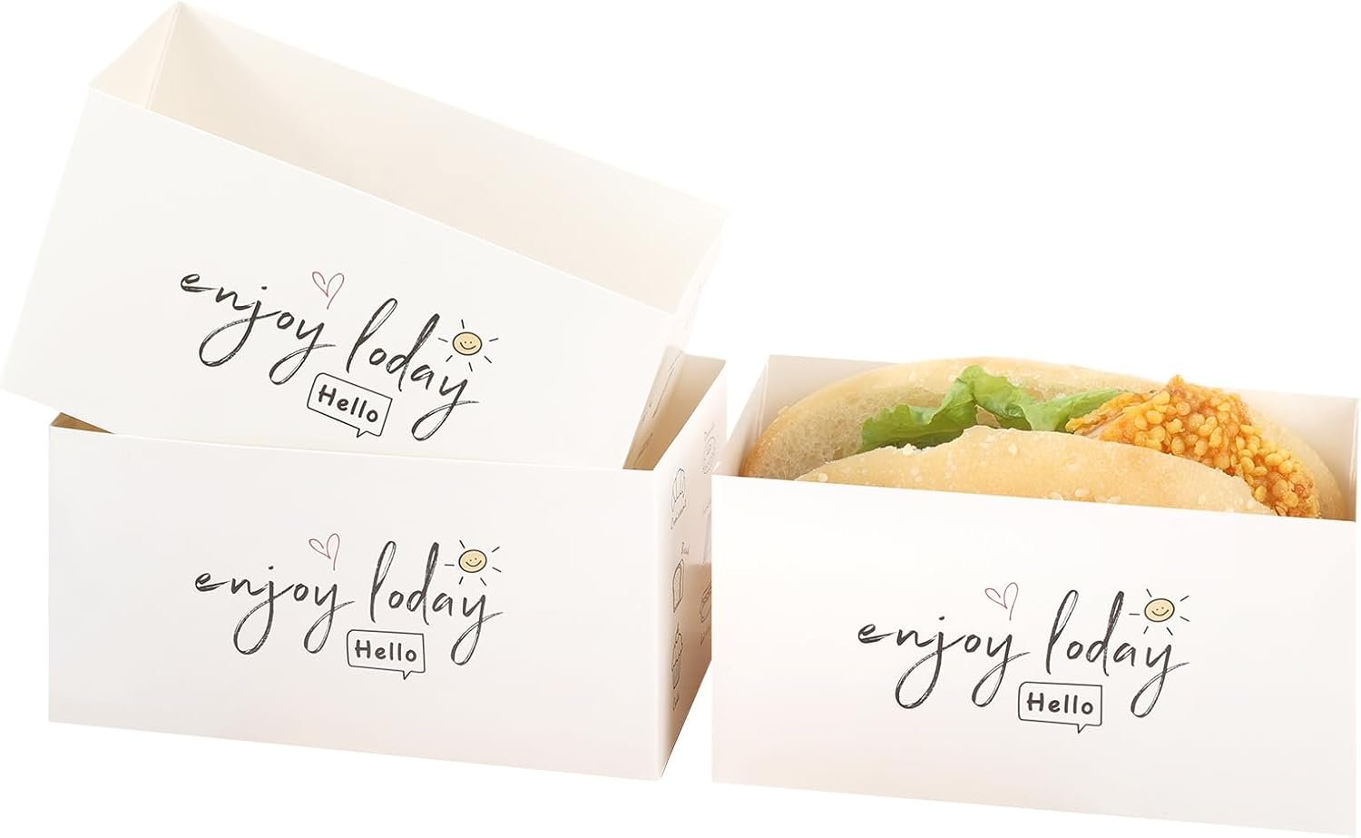 Caja para llevar 60 unidades con Logo Personalizado, envases para sándwiches, donuts, hamburguesas y pasteles, ideal para Marca Blanca, Proveedor de soluciones de empaque.