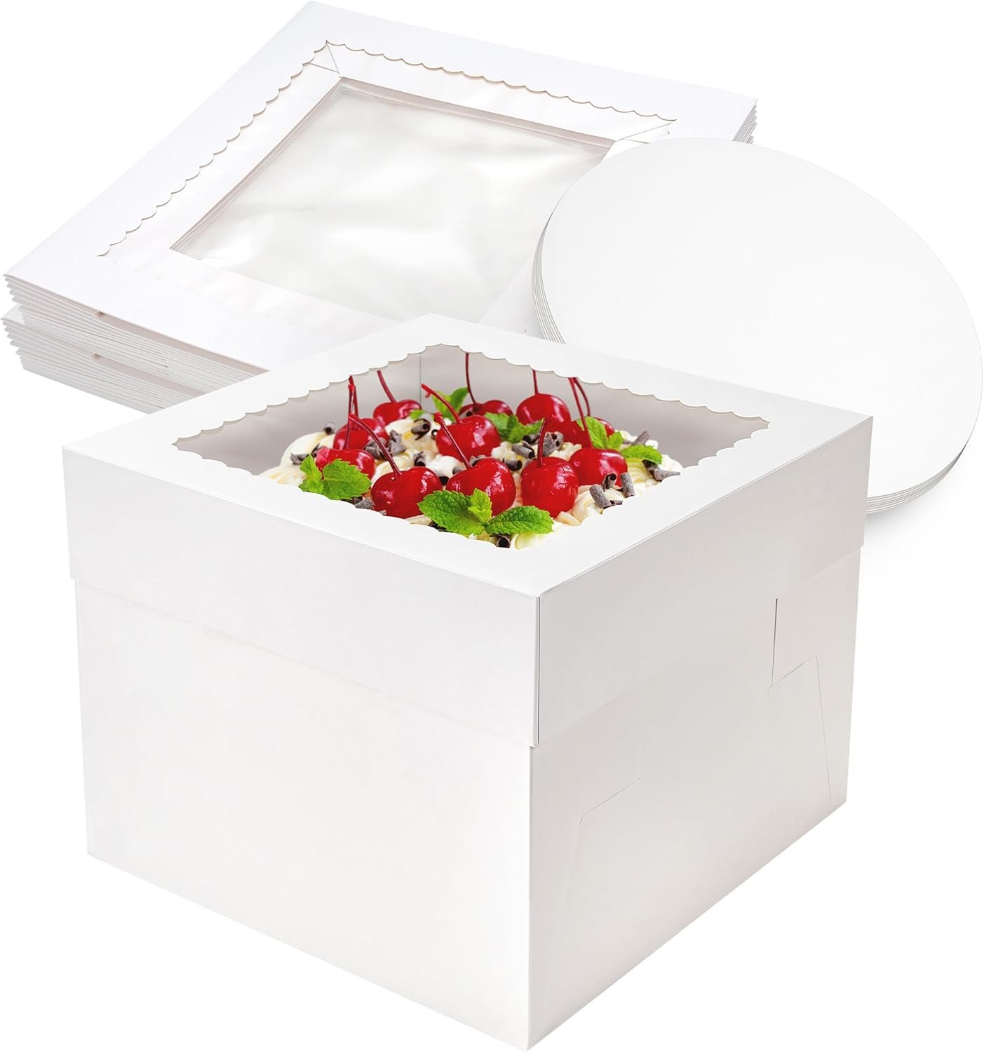 Cajas Para Pasteles 10×10×8 pulgadas con Ventana, Marca Blanca de Pastelería, Fábrica de Cajas (2 Pack) Cajas Para Pasteles 10×10×8 pulgadas con Ventana, Marca Blanca de Pastelería, Fábrica de Cajas (2 Pack)