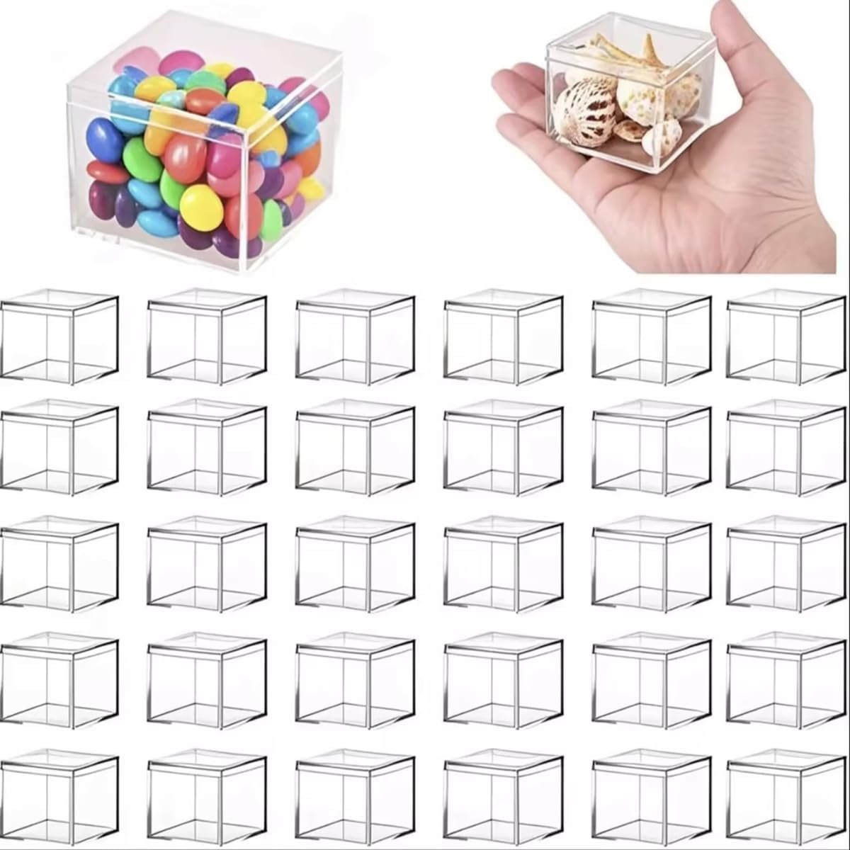 Cajas de Almacenamiento Acrílicas Transparentes con Tapa, 30 Pack Organizador Cubo de 2.2” para Joyas, Dulces, Manualidades - Marca Blanca de Fábrica. Cajas de Almacenamiento Acrílicas Transparentes con Tapa, 30 Pack Organizador Cubo de 2.2” para Joyas, Dulces, Manualidades - Marca Blanca de Fábrica.