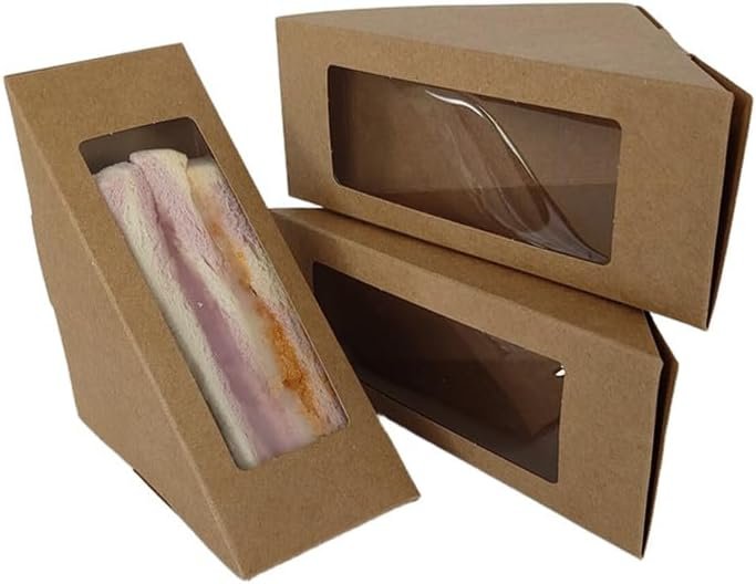 Cajas de Cartón para Sándwiches con Ventana Transparente, Empaques de Alimentos para Repostería, Marca Blanca, 100 Pack, Proveedor Fábrica
