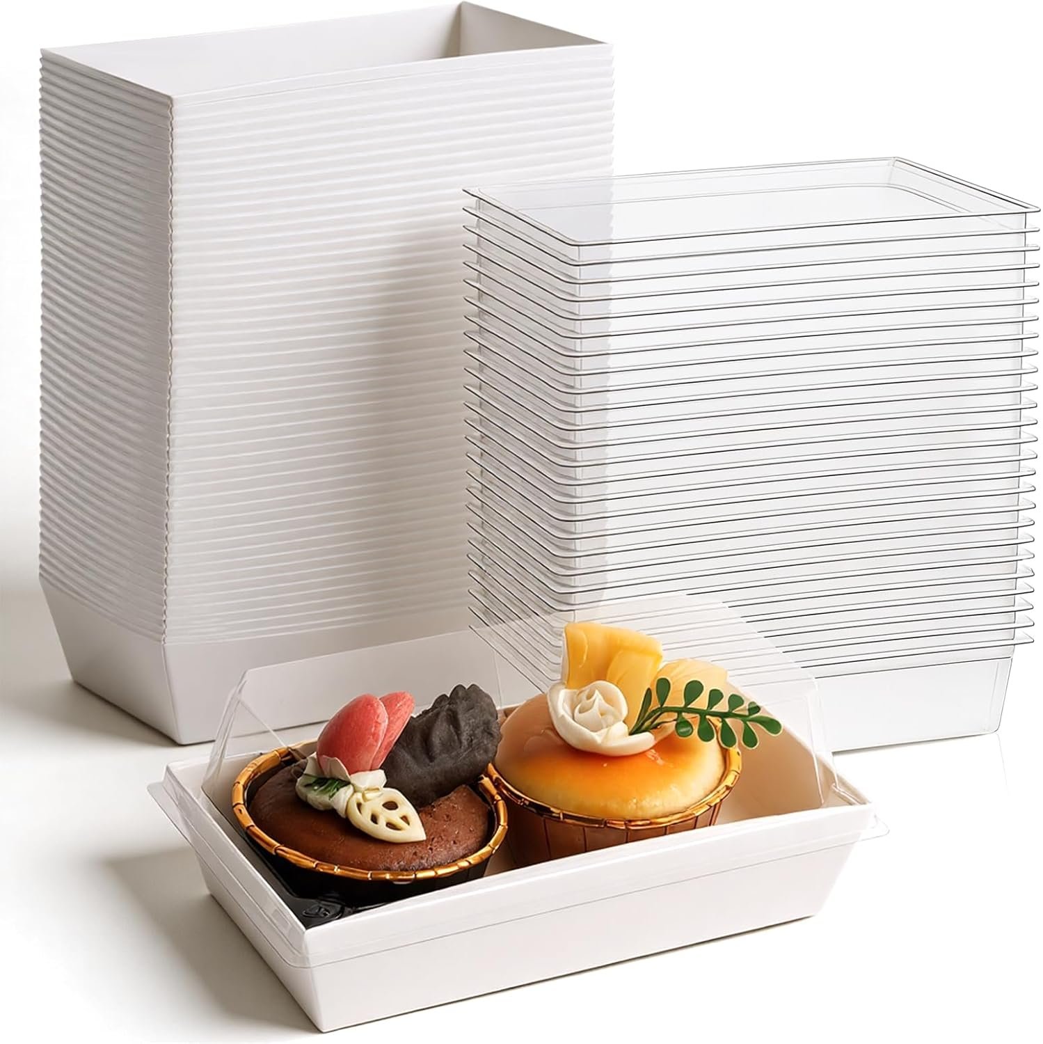 Cajas de Charcutería Desechables con Tapa Clara, 100 Piezas, Contenedores Blancos para Sándwich, Cajas Pequeñas para Tratamientos de Pastelería, Logo Personalizado, Ideal para 2 Cupcakes y Bombas de Chocolate Caliente, Fábrica de Embalajes para Postres para Llevar. Cajas de Charcutería Desechables con Tapa Clara, 100 Piezas, Contenedores Blancos para Sándwich, Cajas Pequeñas para Tratamientos de Pastelería, Logo Personalizado, Ideal para 2 Cupcakes y Bombas de Chocolate Caliente, Fábrica de Embalajes para Postres para Llevar.