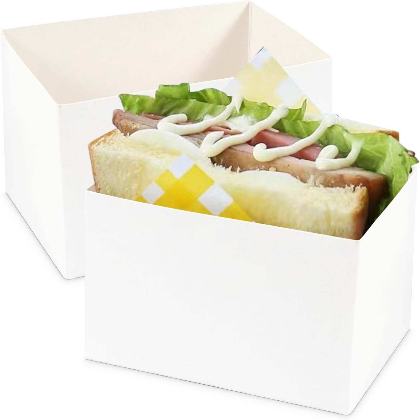 Cajas de Empaque para Sándwich con Logo Personalizado, 200 Pcs de Cajas de Papel para Comida para Llevar, Bandeja para Pan Tostado para Restaurante, Picnic y Fiesta, Proveedor de Calidad