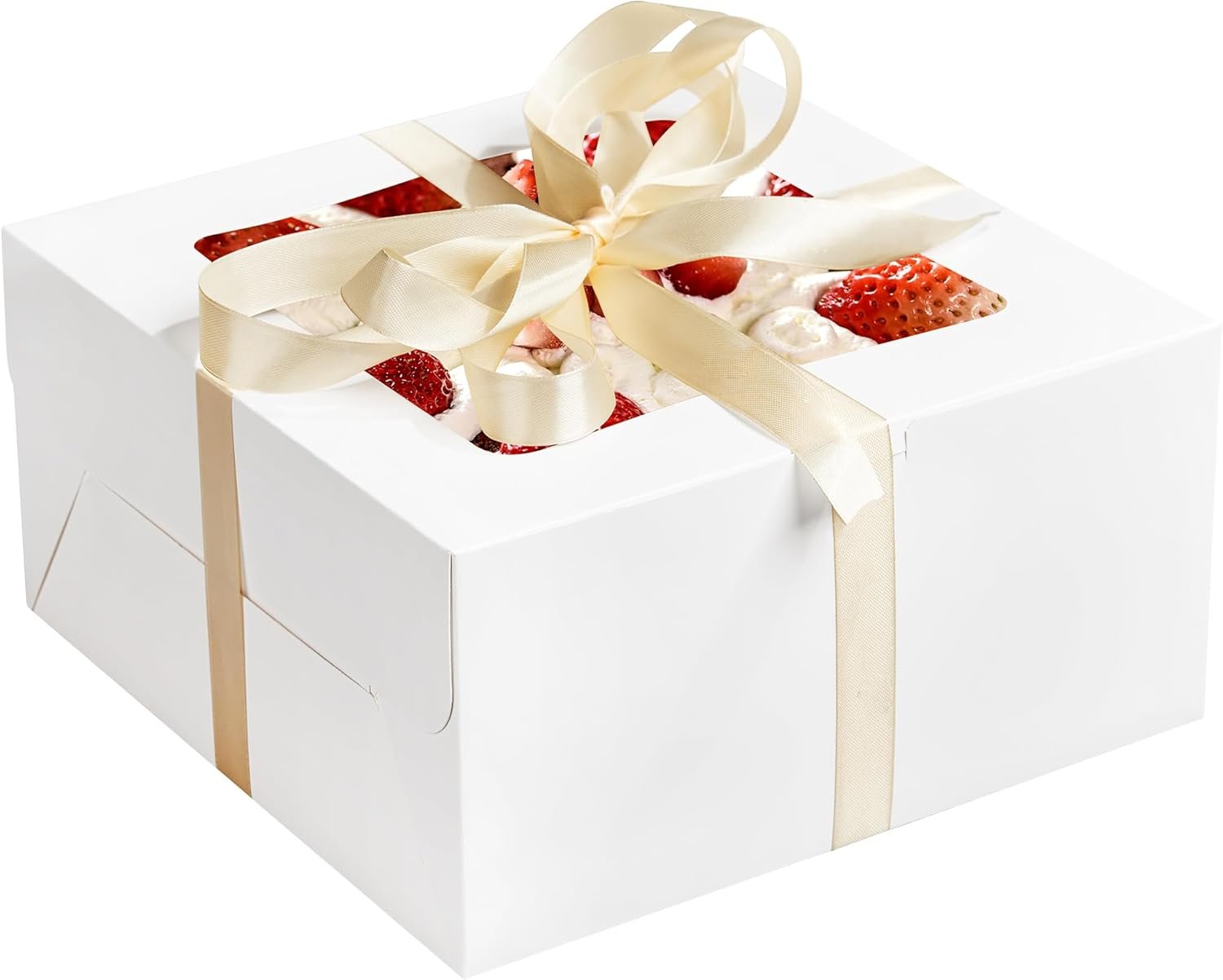 Cajas de Pastel con Ventana 10x10x5 Pulgadas, Personalizadas con Logo, Cajas de Cartón para Postres, Marca Blanca, Proveedor para Cumpleaños, Bodas y Donuts