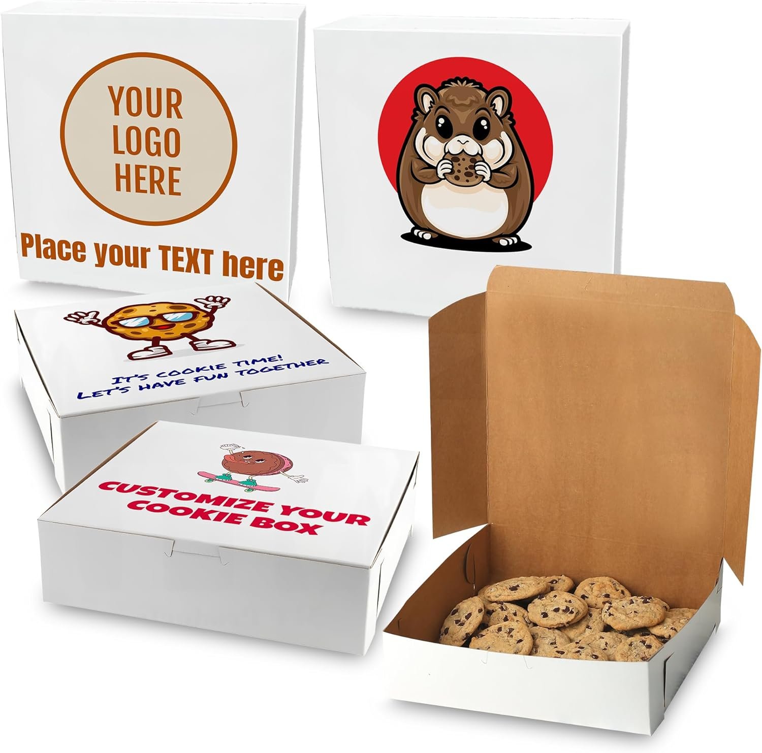 Cajas de Pastelería Personalizadas con Logo - Cajas Blancas Personalizables de 9