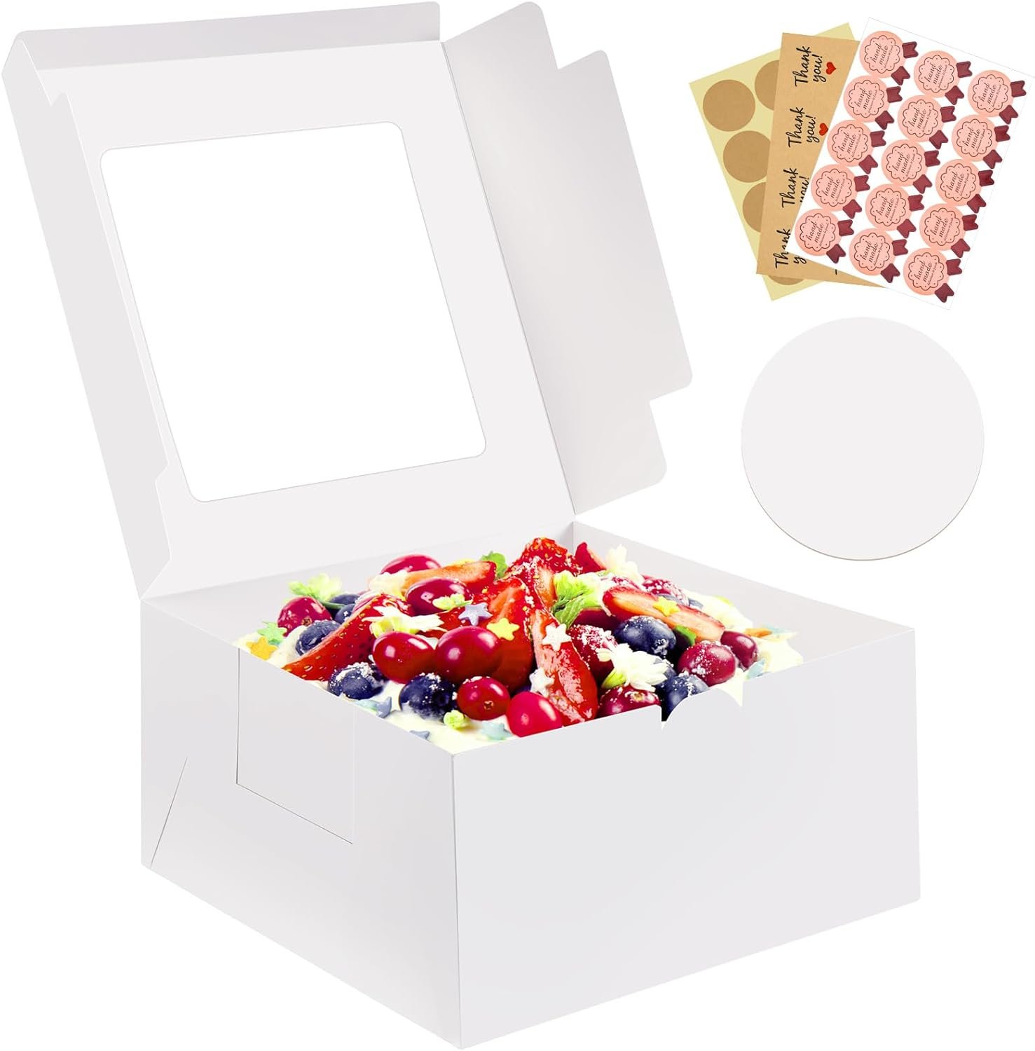 Cajas de Pasteles 10x10x5 Pulgadas con Ventana, Personalizadas con Logo, Cajas Blancas Desechables para Tartas, Galletas y Chocolates, Proveedor de Soluciones para Bodas y Fiestas de Cumpleaños. Cajas de Pasteles 10x10x5 Pulgadas con Ventana, Personalizadas con Logo, Cajas Blancas Desechables para Tartas, Galletas y Chocolates, Proveedor de Soluciones para Bodas y Fiestas de Cumpleaños.