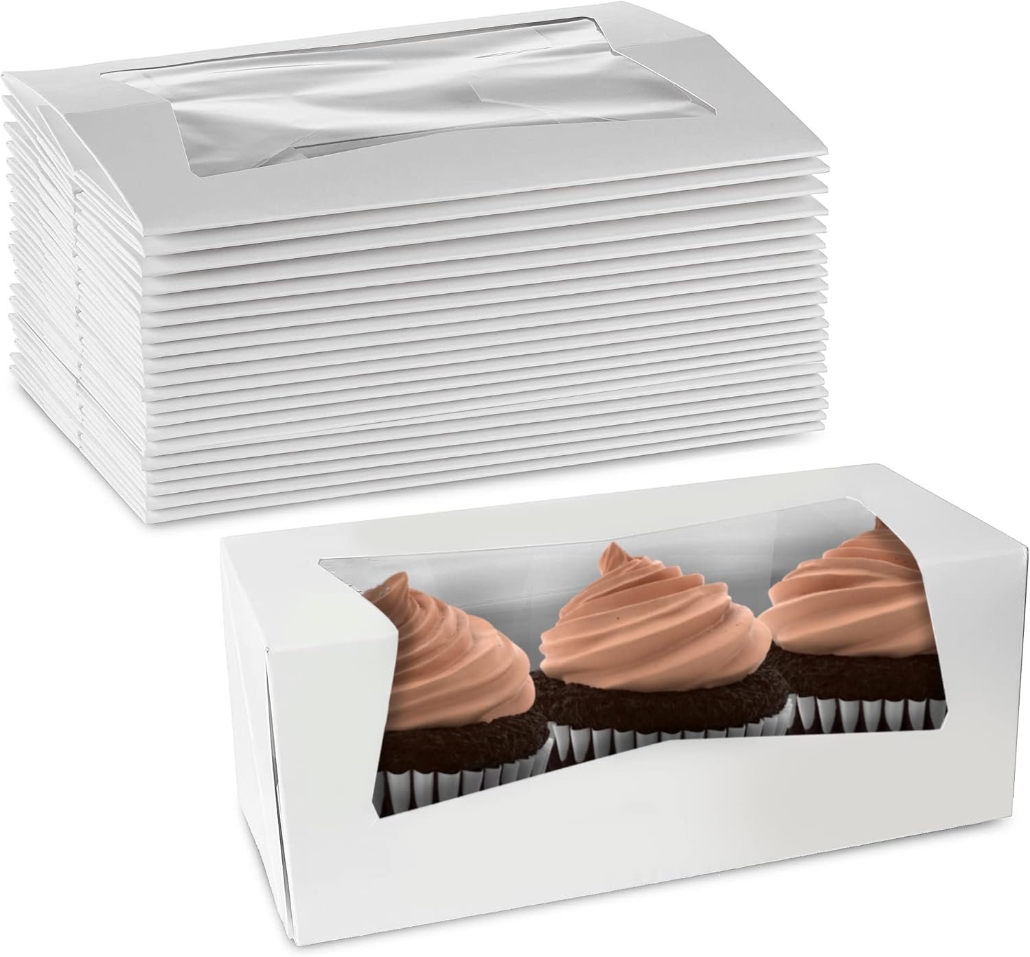 Cajas de panadería auto-pop-up blancas con ventana 9
