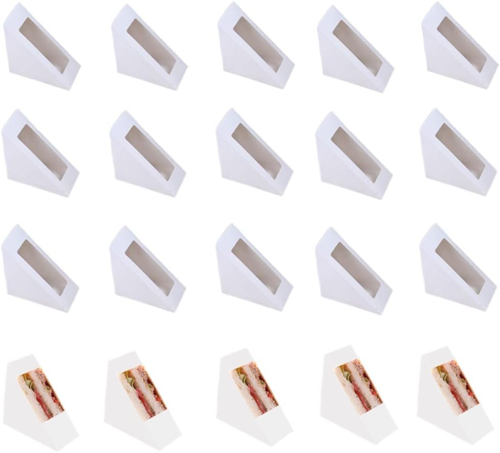 Cajas de papel para sándwiches de 100 piezas, caja ecológica para llevar con ventana para panadería y servicio de comida para llevar, Marca Blanca, ideal para el Fábrica.