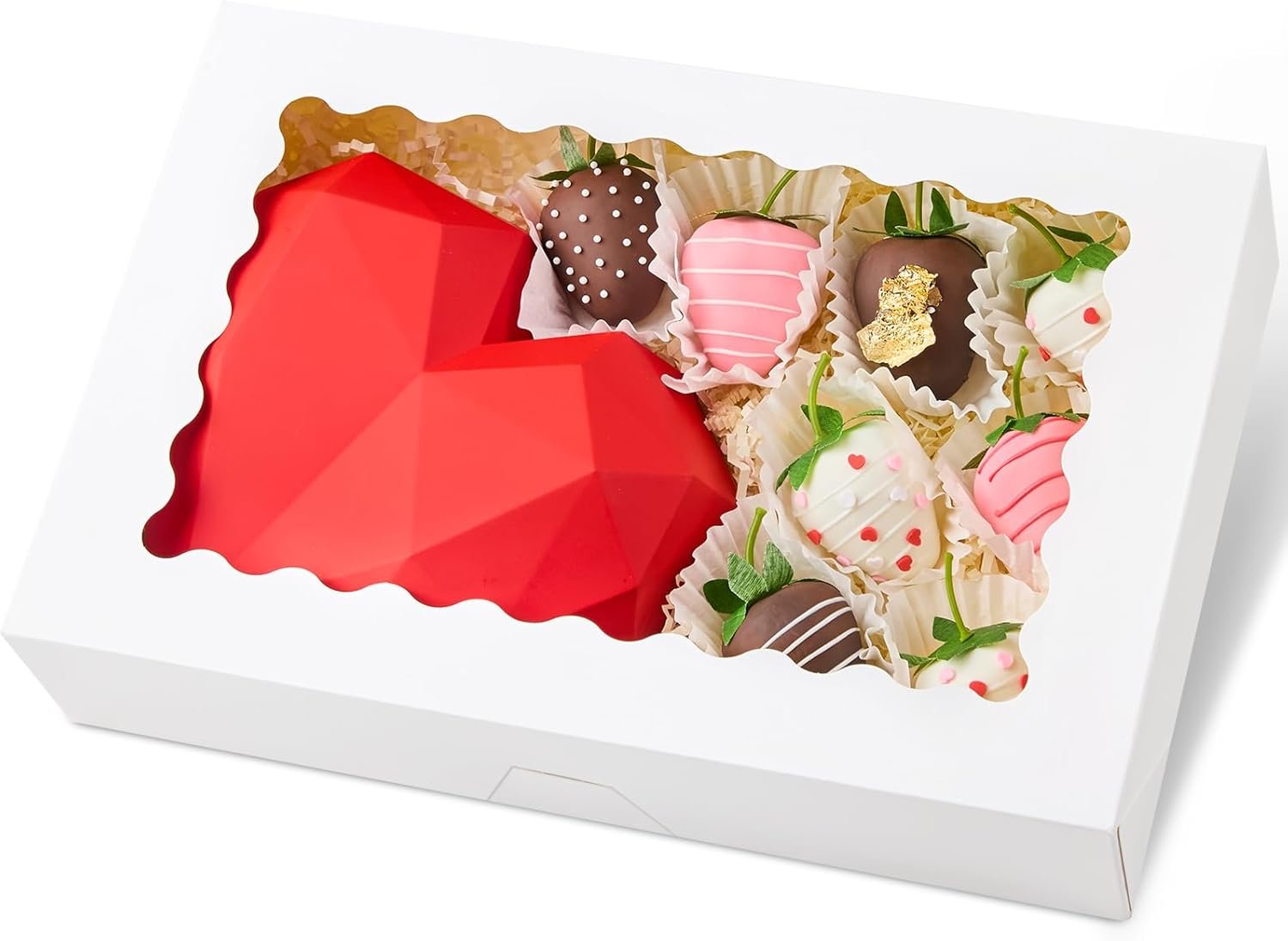 Cajas de pastelería 30 PCS con ventana, 12 x 8 x 2.5 pulgadas, para galletas, muffins, donas y fresas cubiertas de chocolate, Marca blanca con logo personalizado, Proveedor de soluciones para dulces.