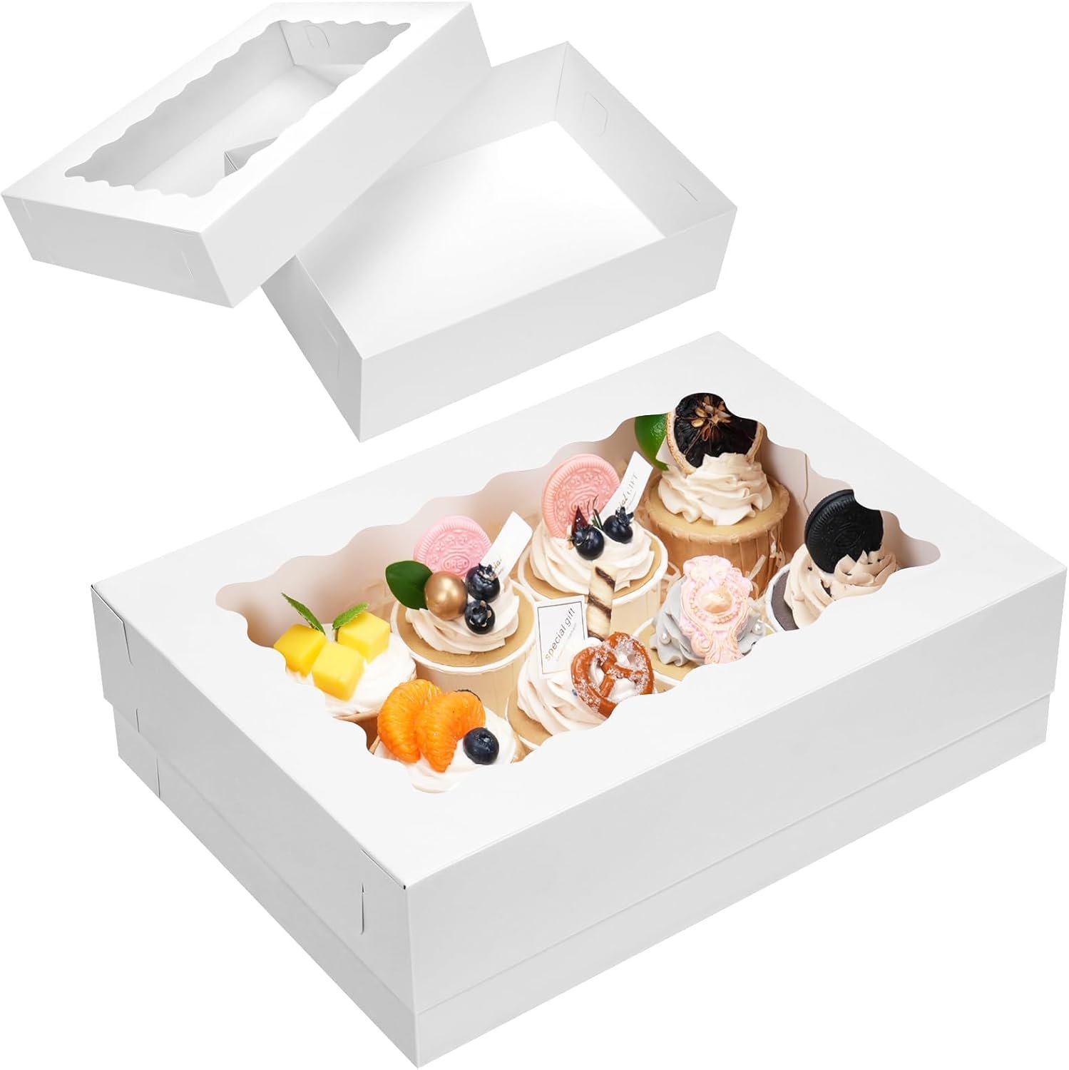 Cajas de pastelería blancas de 20 piezas de 14x10x4in con ventana, ideales para empaques de pasteles, donas, cupcakes y tartas; Proveedor de soluciones con Logo Personalizado y Marca Blanca. Cajas de pastelería blancas de 20 piezas de 14x10x4in con ventana, ideales para empaques de pasteles, donas, cupcakes y tartas; Proveedor de soluciones con Logo Personalizado y Marca Blanca.