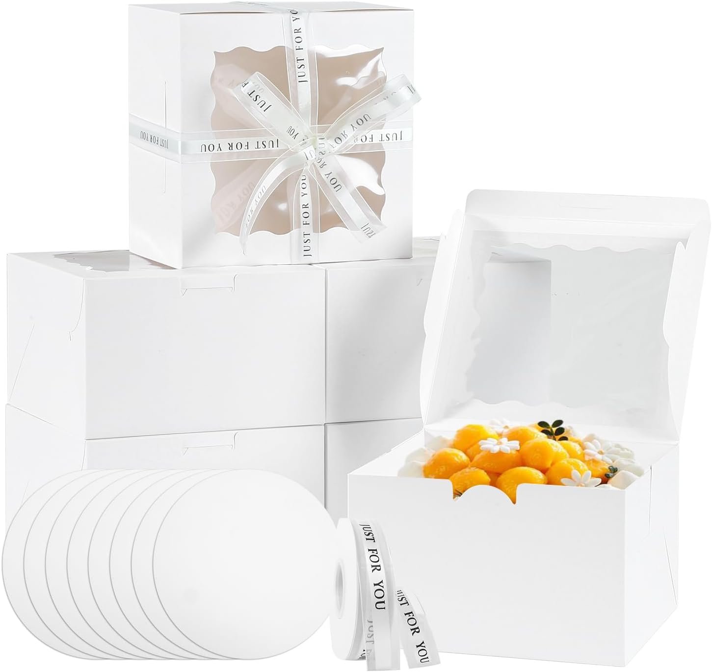 Cajas de pasteles con ventana, 48PCS de 9x9x5 pulgadas, Logo Personalizado, cajas blancas de repostería para cumpleaños, Día de la Madre, San Valentín, bodas y fiestas, Fabricante de contenedores para tortas. Cajas de pasteles con ventana, 48PCS de 9x9x5 pulgadas, Logo Personalizado, cajas blancas de repostería para cumpleaños, Día de la Madre, San Valentín, bodas y fiestas, Fabricante de contenedores para tortas.