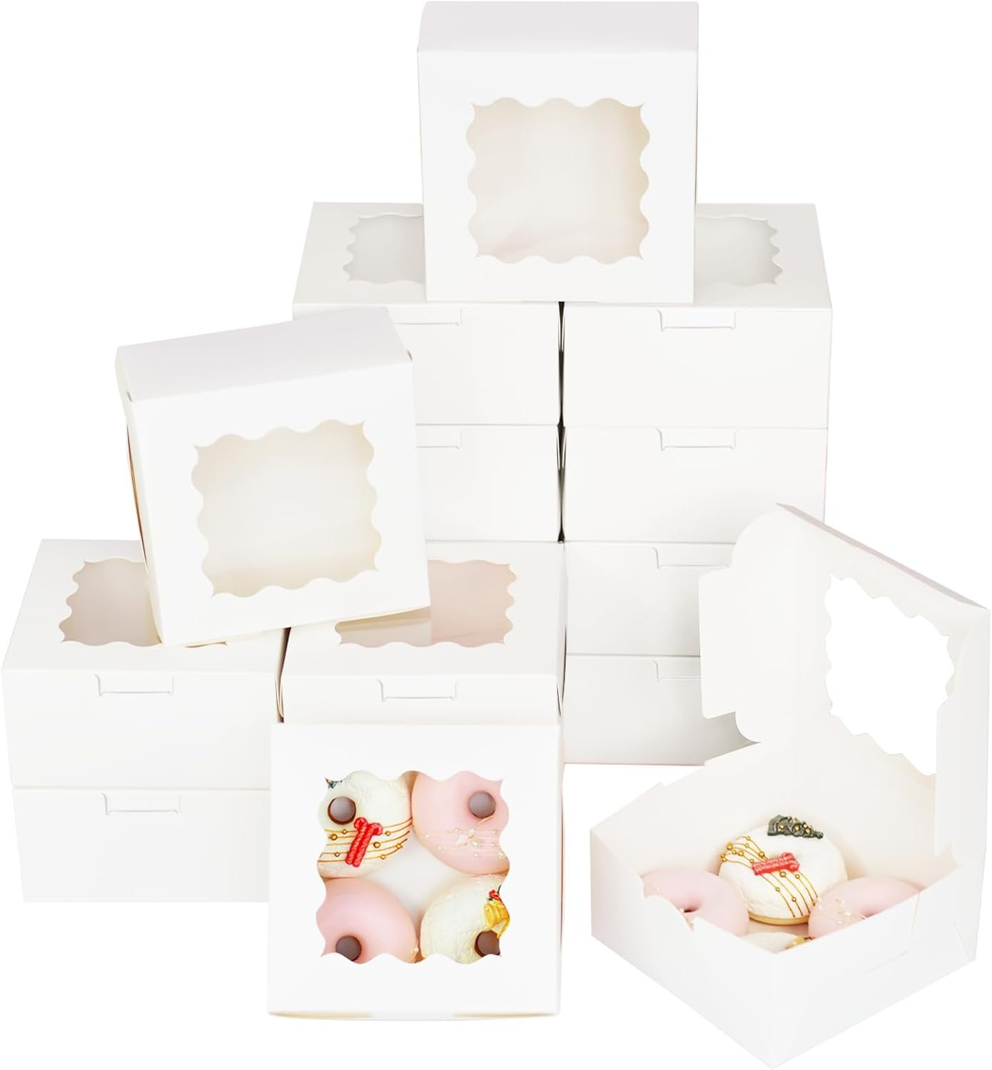Cajas de repostería con ventana 30-Pack de 6x6x3 pulgadas, ideales para macarones y galletas, con opción de Logo Personalizado y calidad de Fábrica. Marca Blanca disponible para potenciar tu negocio. Cajas de repostería con ventana 30-Pack de 6x6x3 pulgadas, ideales para macarones y galletas, con opción de Logo Personalizado y calidad de Fábrica. Marca Blanca disponible para potenciar tu negocio.