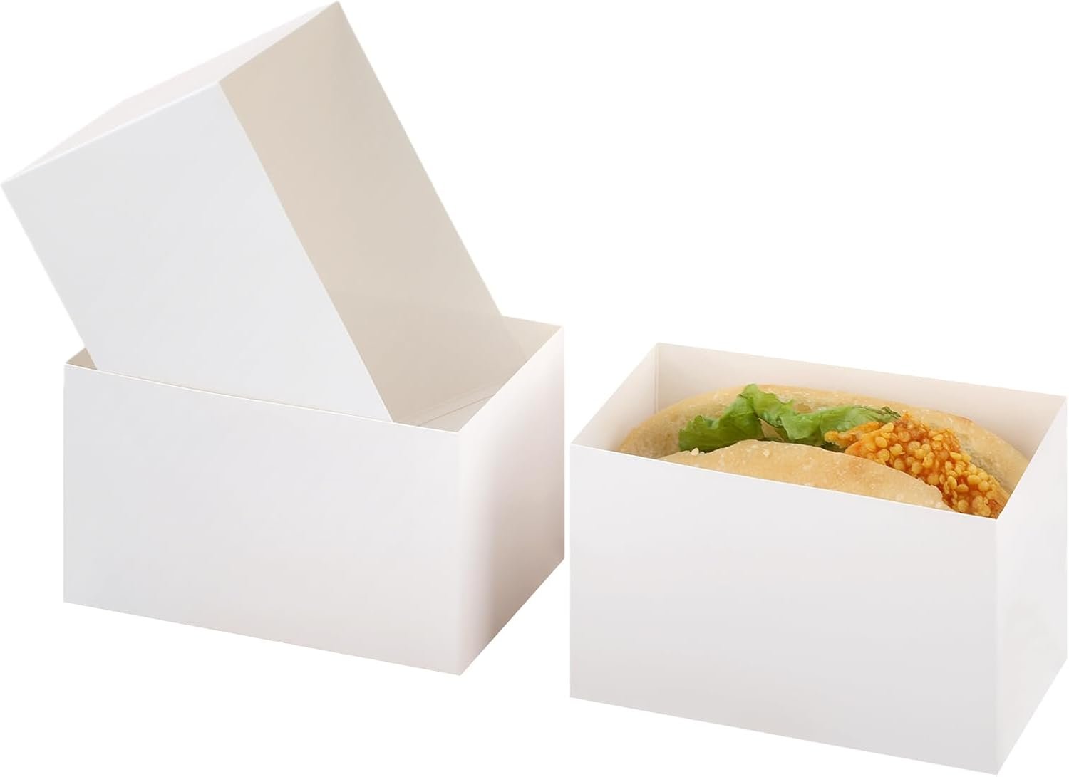 Cajas de sándwich y pasteles para llevar de 60 piezas con Logo Personalizado, dimensiones 4.7x3.1x2.8 pulgadas, ideales para tostadas, donas y hamburguesas, disponibles a través de nuestro Proveedor.