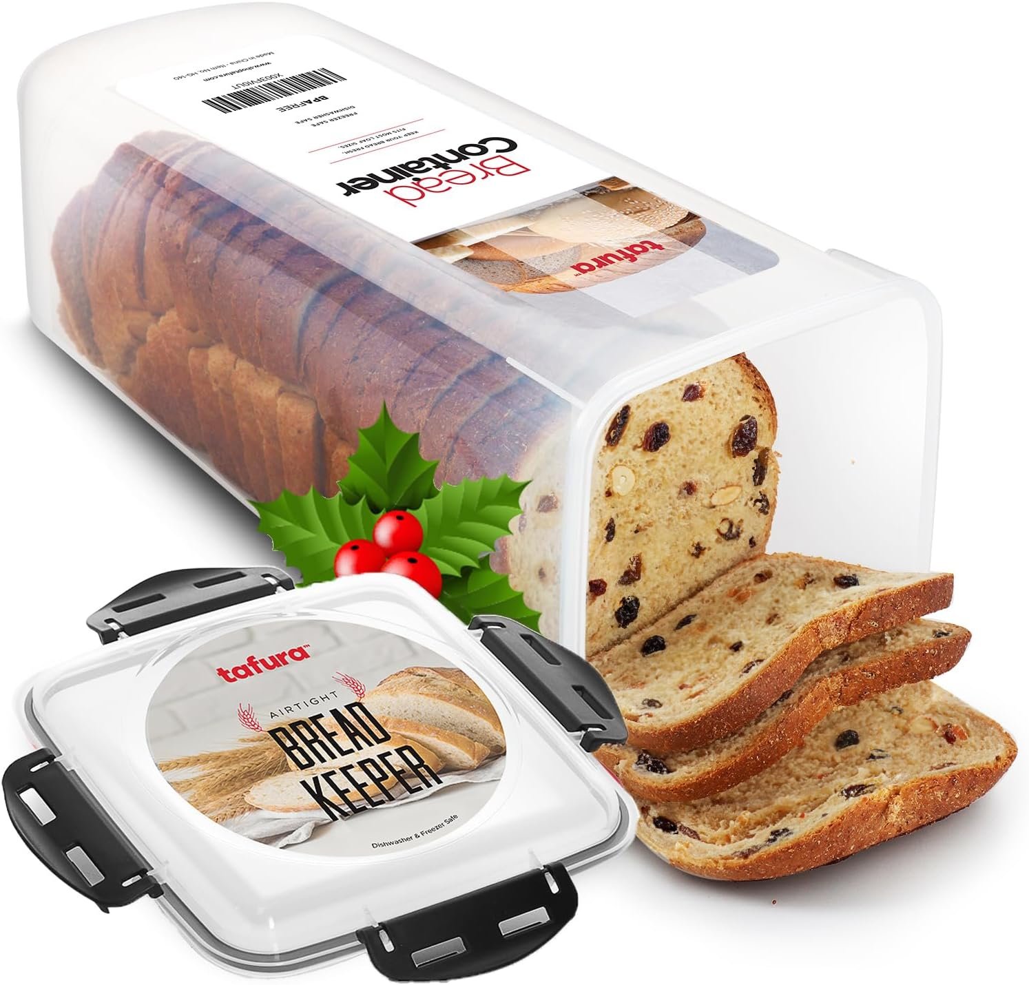 Contenedor de Pan de 5.8 Litros - Caja de Plástico BPA Libre para Panes Caseros y Productos Horneados con Tapa Negra Hermética, Proveedor de Marca Blanca y Logo Personalizado.