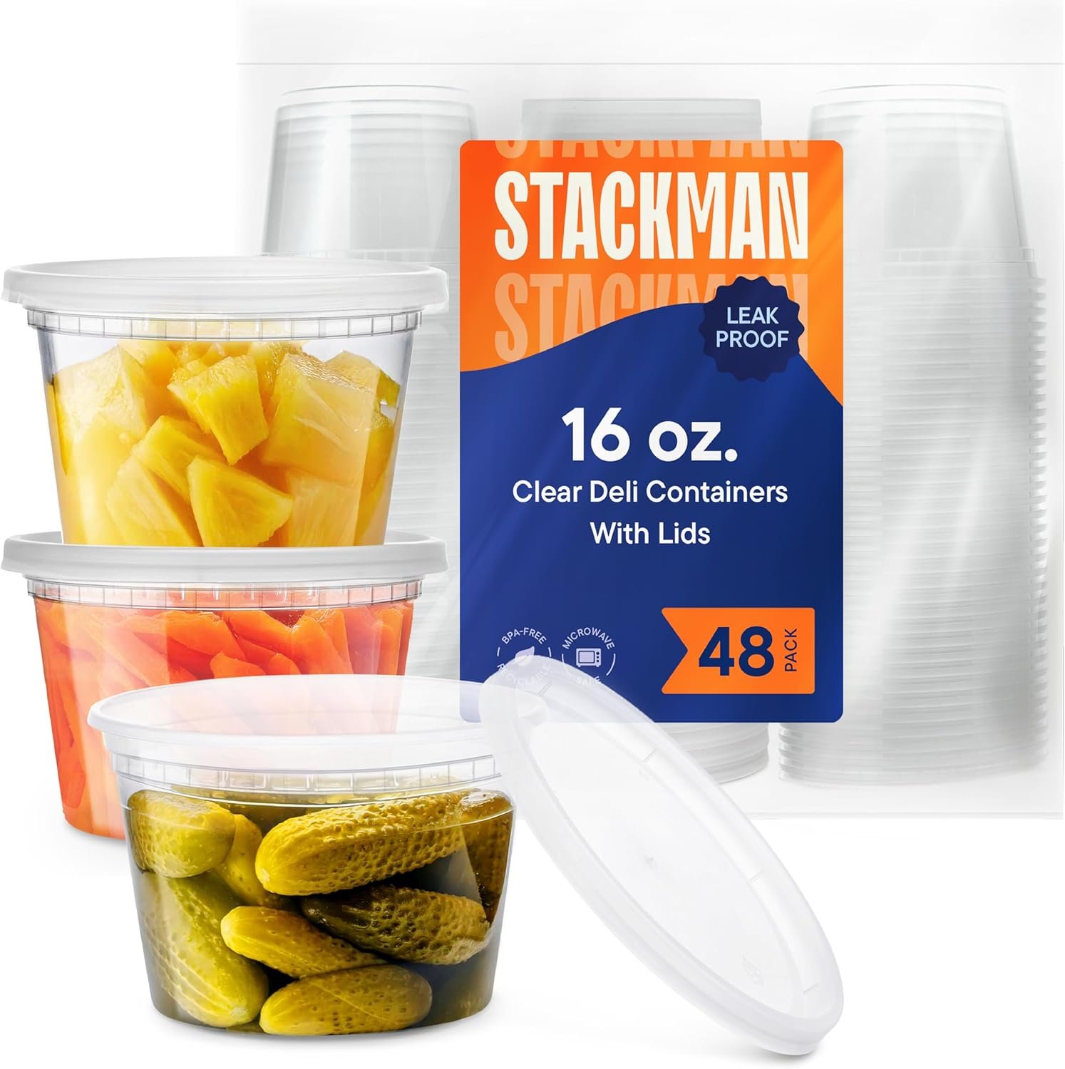 Contenedores Deli de Plástico con Tapa Personalizados [48 Sets - 16 oz.] para Almacenamiento de Alimentos - Envases Desechables para Sopa con Tapa Hermética para Congelador y Comida para Llevar - Fábrica Proveedora