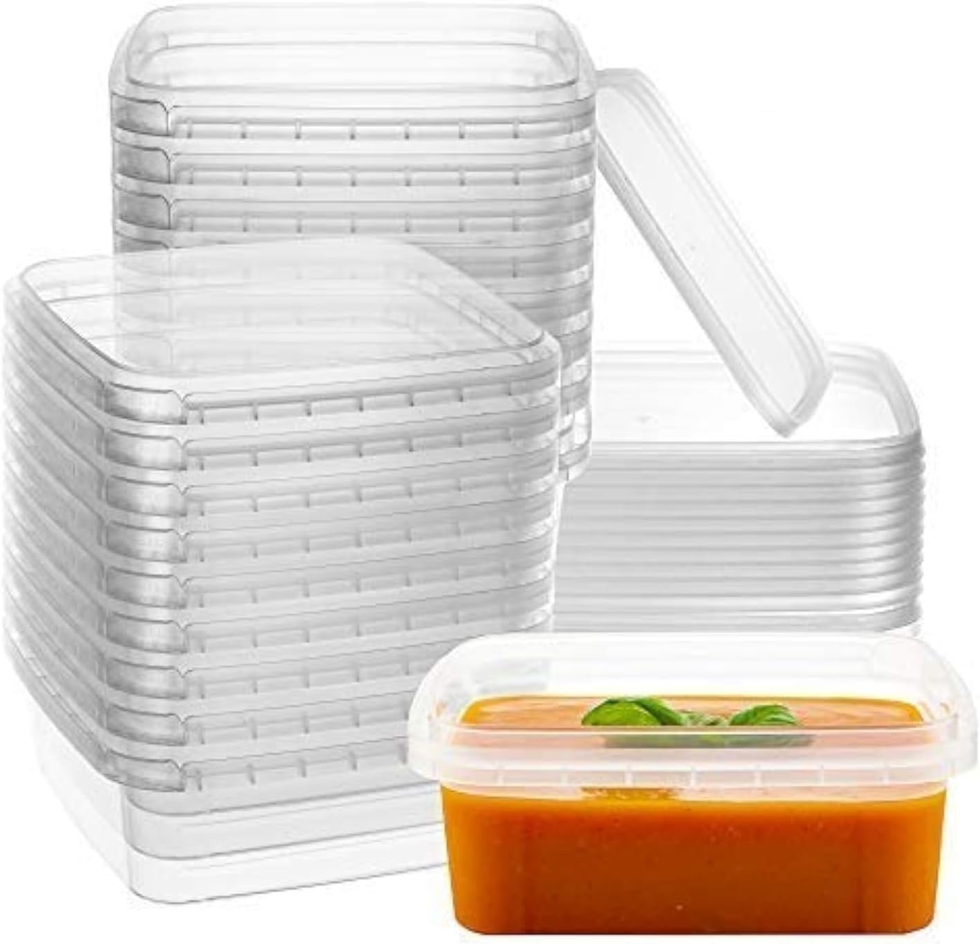 Contenedores cuadrado desechables de 8 oz en paquete de 20 con tapa, Logo Personalizado, perfectos para almacenar alimentos de forma hermética y preparación de comidas. Ideal para marca blanca y suministrados por nuestro fabricante.