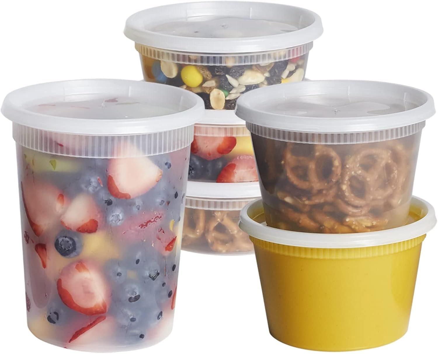 Contenedores de Comida con Tapa Logo Personalizado [8 oz, 16 oz, 32 oz - 48 Unidades] - Recipientes Plásticos para Almacenamiento de Alimentos, Perfectos para Preparación de Comidas, Sobras y Almacenamiento en el Congelador - Proveedor de Soluciones de Almacenamiento