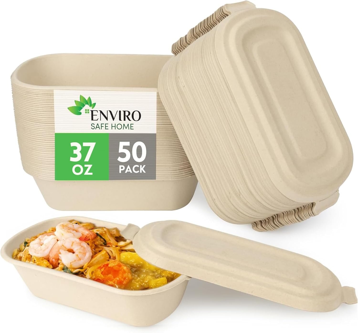 Contenedores de alimentos desechables de bambú de 37 oz, 50 unidades - Personalizado con logo, aptos para microondas y horno - Perfectos para preparación de comidas, ensaladas y alimentos para llevar - Biodegradables (marrón) de Fabricante. Contenedores de alimentos desechables de bambú de 37 oz, 50 unidades - Personalizado con logo, aptos para microondas y horno - Perfectos para preparación de comidas, ensaladas y alimentos para llevar - Biodegradables (marrón) de Fabricante.