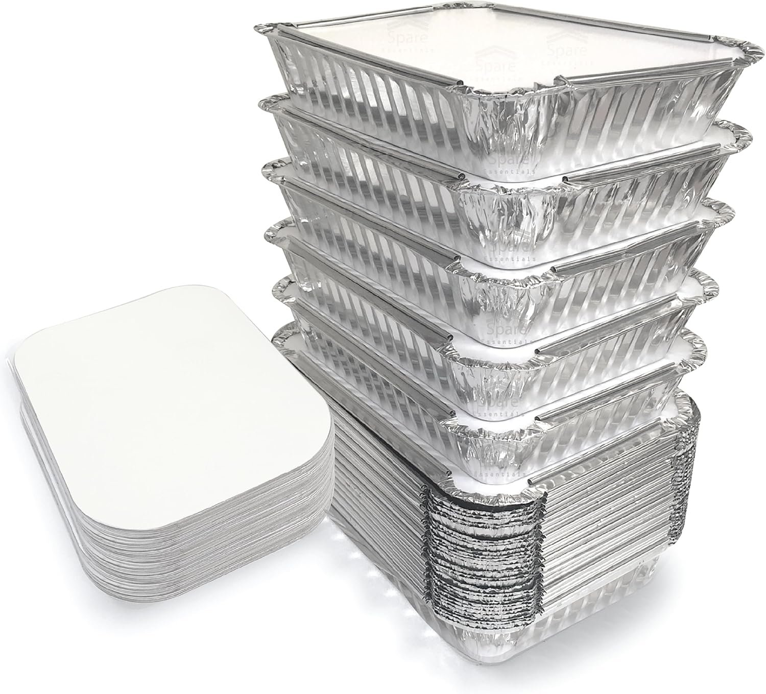 Contenedores de aluminio de 2.25 LB con tapa - 55 paquetes para llevar, a prueba de calor, ideales para la preparación de comidas, comida para llevar y comidas del congelador - Marca blanca del proveedor. Contenedores de aluminio de 2.25 LB con tapa - 55 paquetes para llevar, a prueba de calor, ideales para la preparación de comidas, comida para llevar y comidas del congelador - Marca blanca del proveedor.